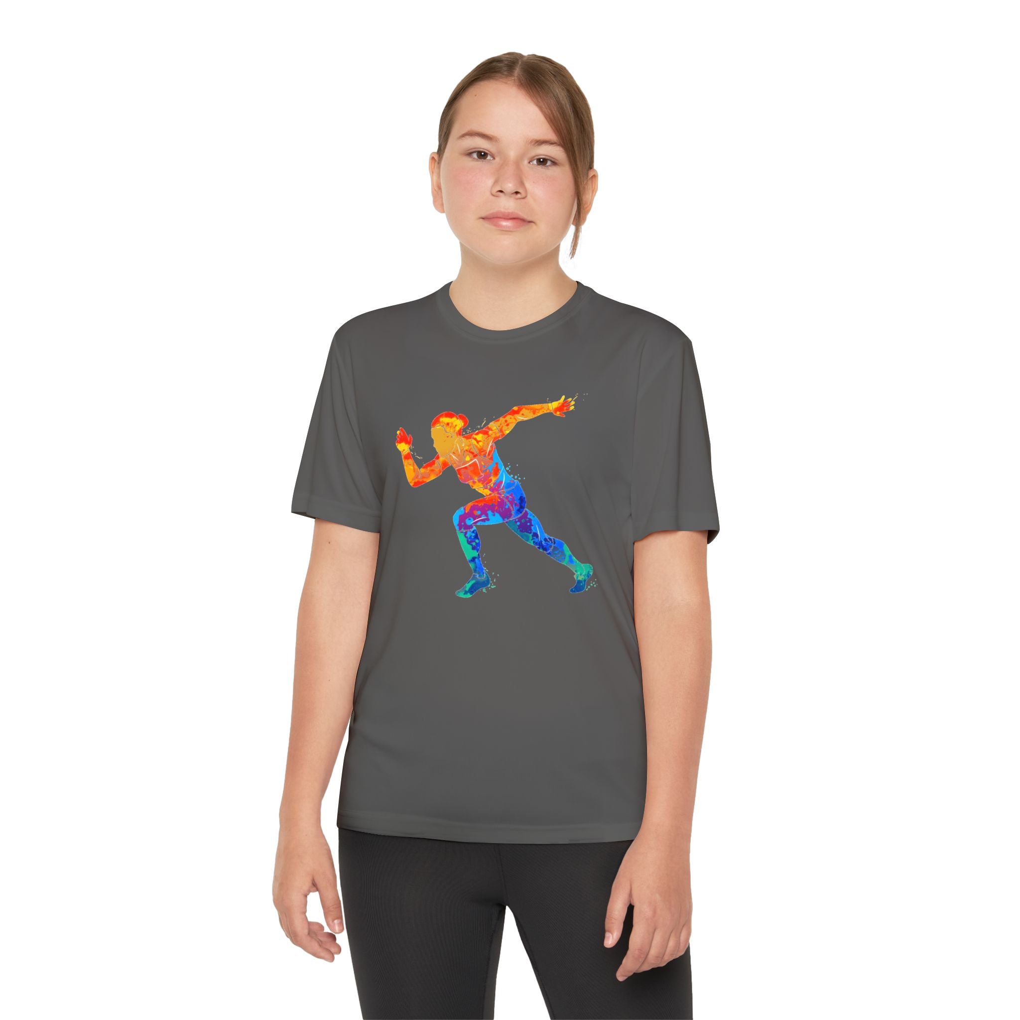 Running Youth T-Shirt Sports Graphic Tee, Cool Athletic Shirt for Kids, Perfect for Sports Events, Team Spirit
