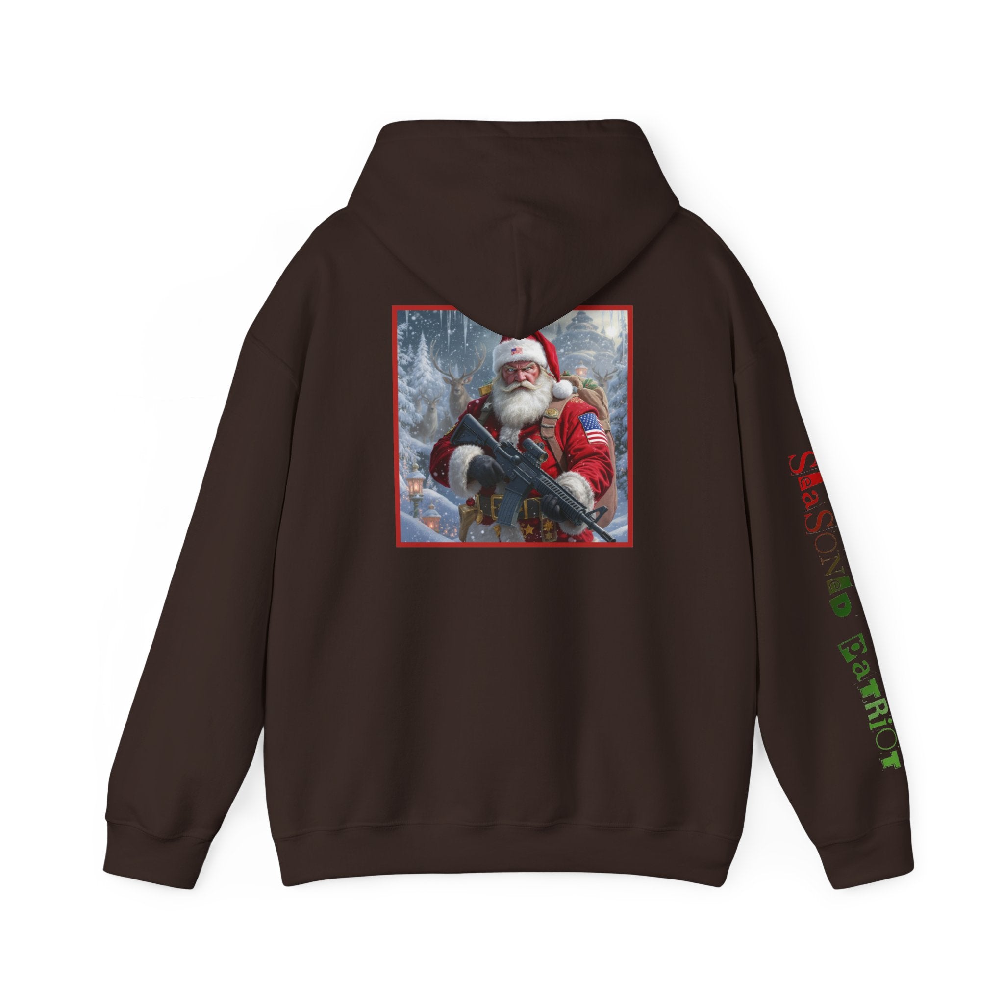Christmas Santa Claus Patriotic USA Hoodie, Sweatshirt, Unisex Hooded Pullover, Holiday Outerwear, Festive Winter Apparel