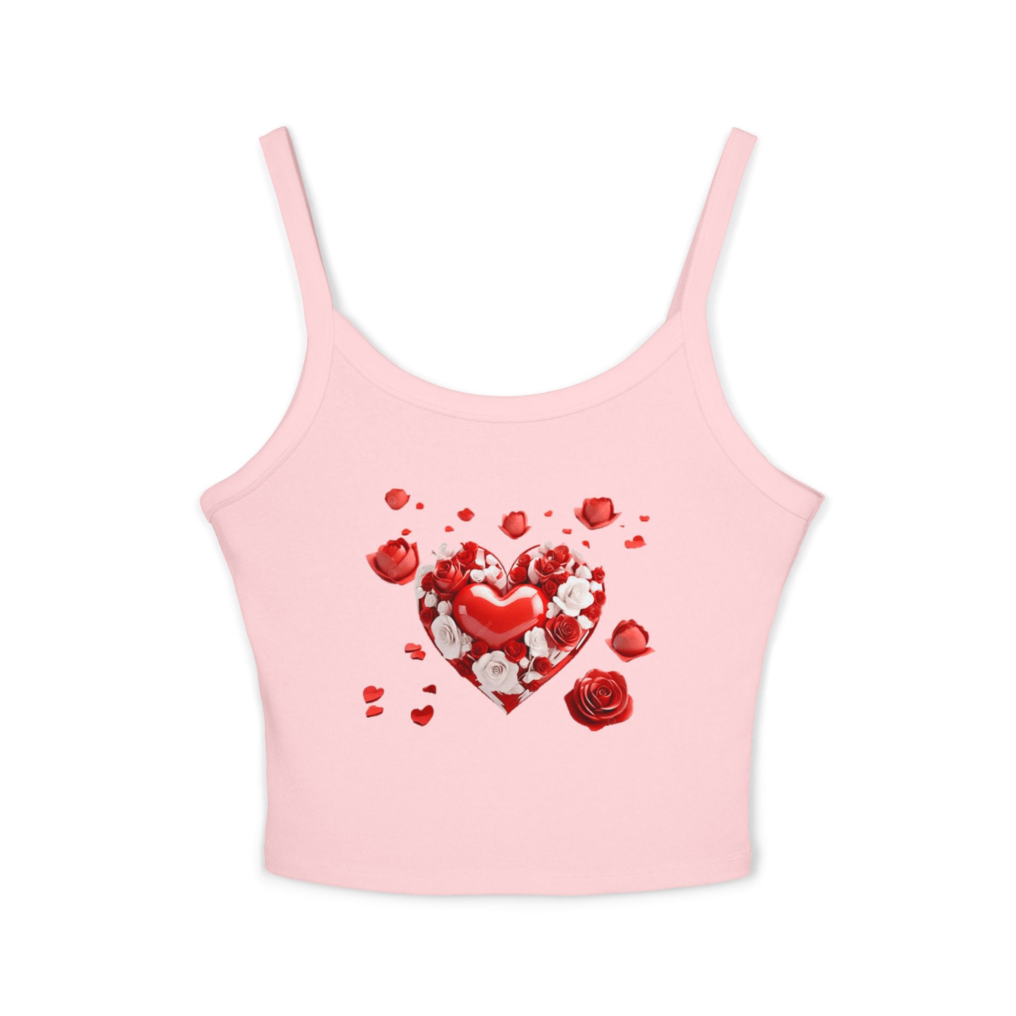 Heart Tank Top, Love Cami, Valentine's Day Shirt, Romantic Sleeveless Tee, Women's Summer Blouse, Cute Spaghetti Strap Tank