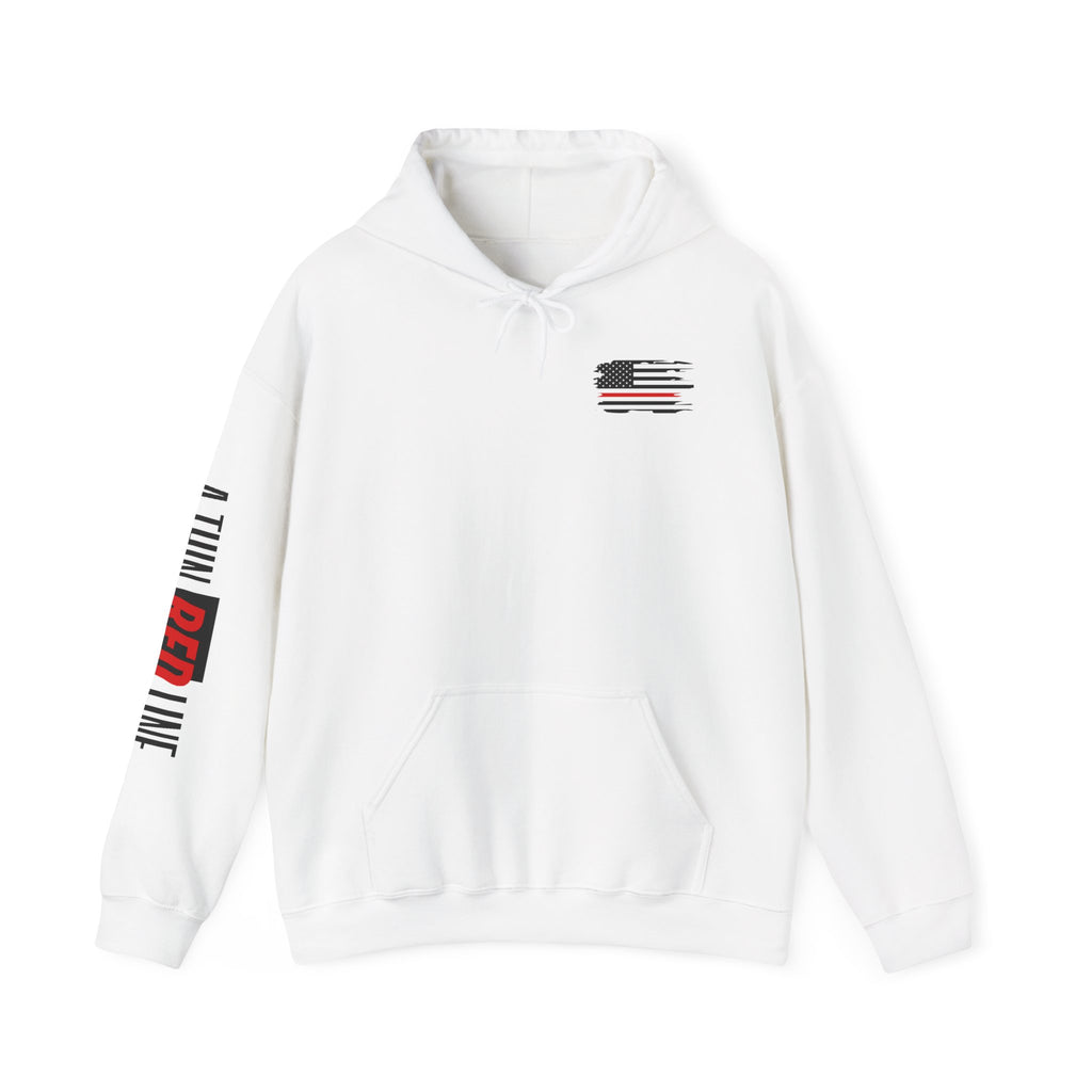 Thin Red Line Firefighter Patriotic Hoodie, Fireman Sweatshirt, First Responder Hoodie, Patriotic Firefighter Pullover, Firefighter Gift,