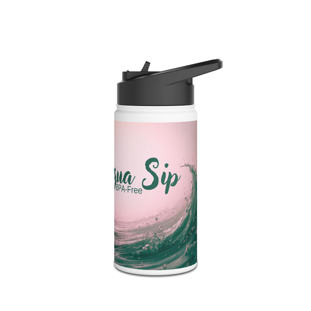 Aqua Wave Stainless Steel Water Bottle, Hydration Gift, Outdoor Adventure, Beach Vibes, Eco-Friendly, Travel Companion
