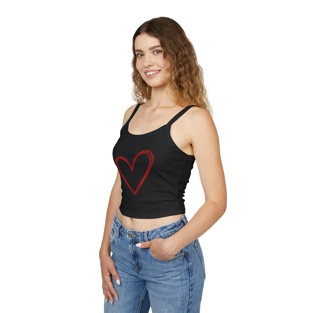 Heart Tank Top, Love Cami, Valentine's Day Shirt, Romantic Sleeveless Tee, Women's Summer Blouse, Cute Spaghetti Strap Tank