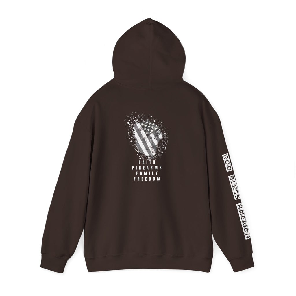 Faith Family Firearms Freedom Hooded Sweatshirt with Faith, Family, Firearms & Freedom Design - Unisex Cozy Wear for Celebrations