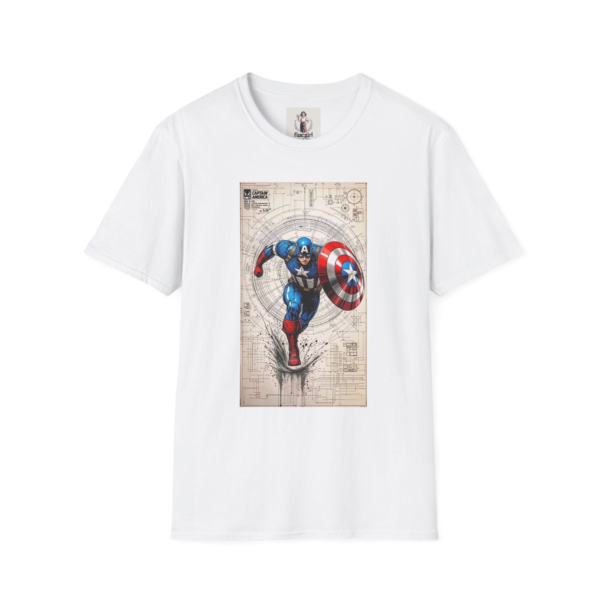 Captain America Superhero Marvel Unisex Softstyle T-Shirt, Comic Book Tee, Graphic Novel Shirt, Geeky Clothing, Cosplay Costume Top