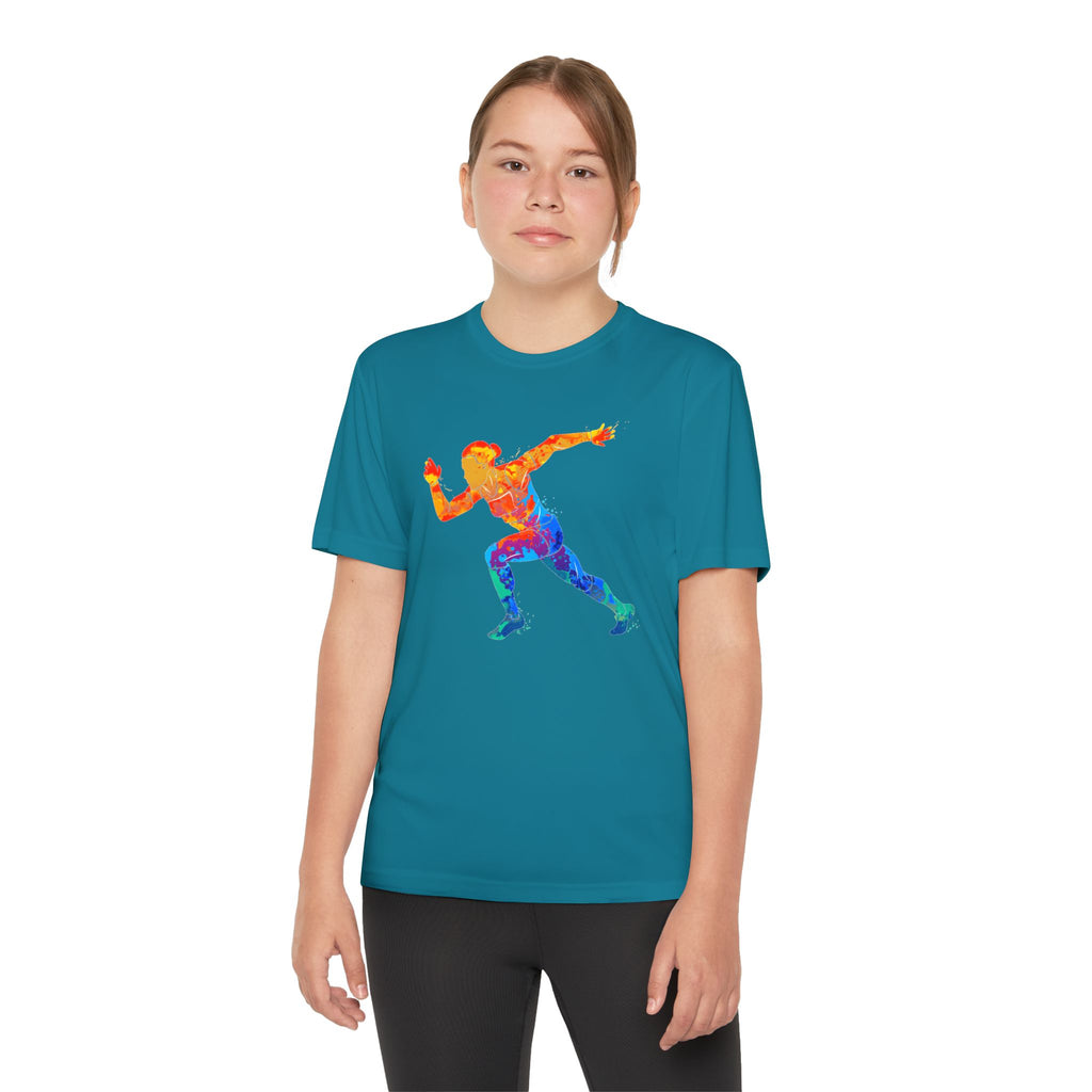 Running Youth T-Shirt Sports Graphic Tee, Cool Athletic Shirt for Kids, Perfect for Sports Events, Team Spirit