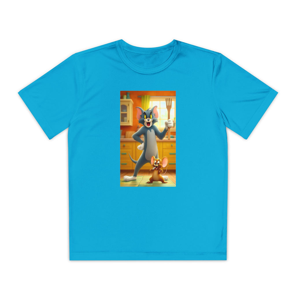 Youth Competitor Tee with Tom And Jerry design, Cartoon Graphic Kid's T-Shirt, Kids Tee, Children's Clothing, Funny Tee for Boys and Girls