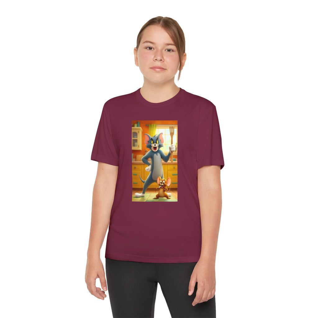 Youth Competitor Tee with Tom And Jerry design, Cartoon Graphic Kid's T-Shirt, Kids Tee, Children's Clothing, Funny Tee for Boys and Girls