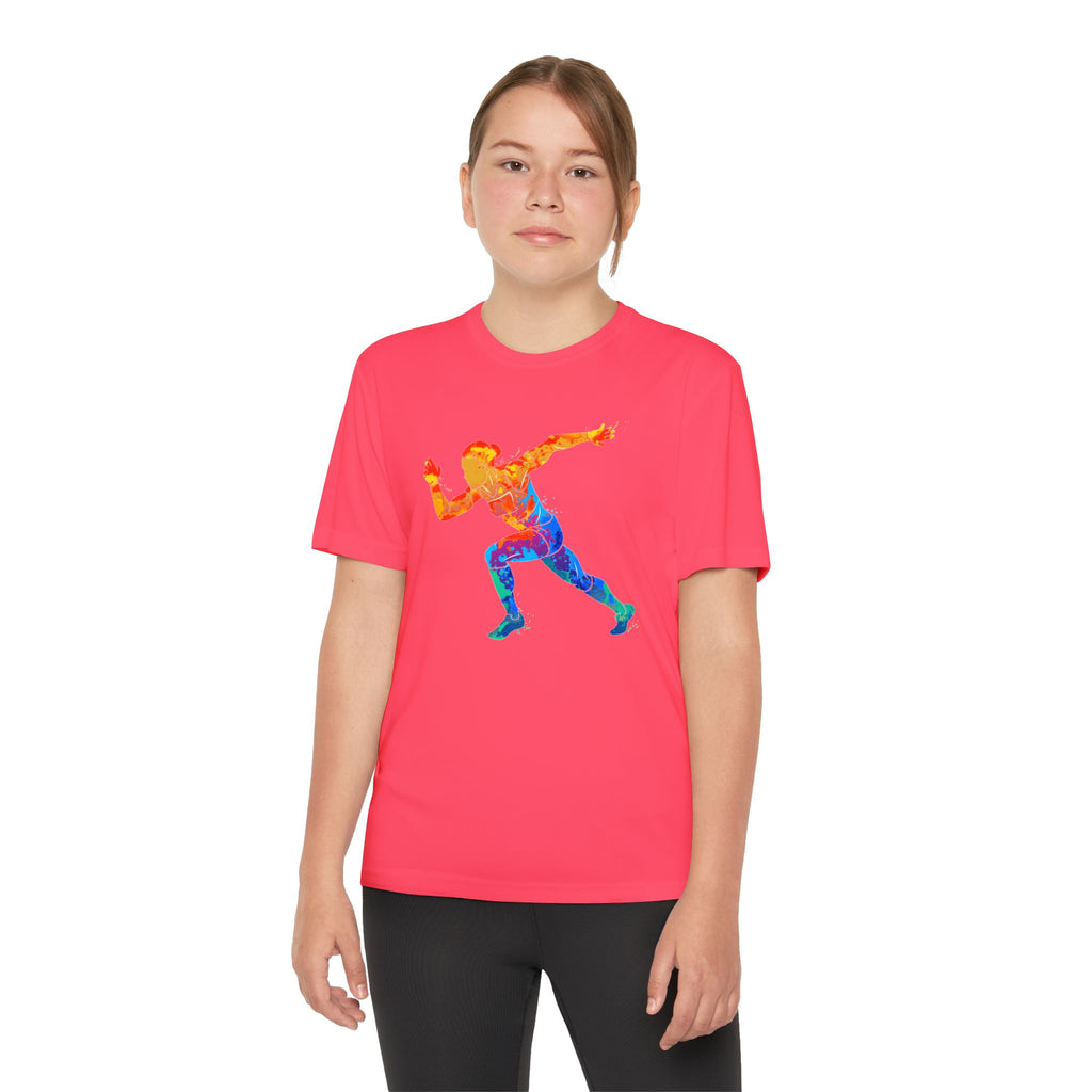 Running Youth T-Shirt Sports Graphic Tee, Cool Athletic Shirt for Kids, Perfect for Sports Events, Team Spirit