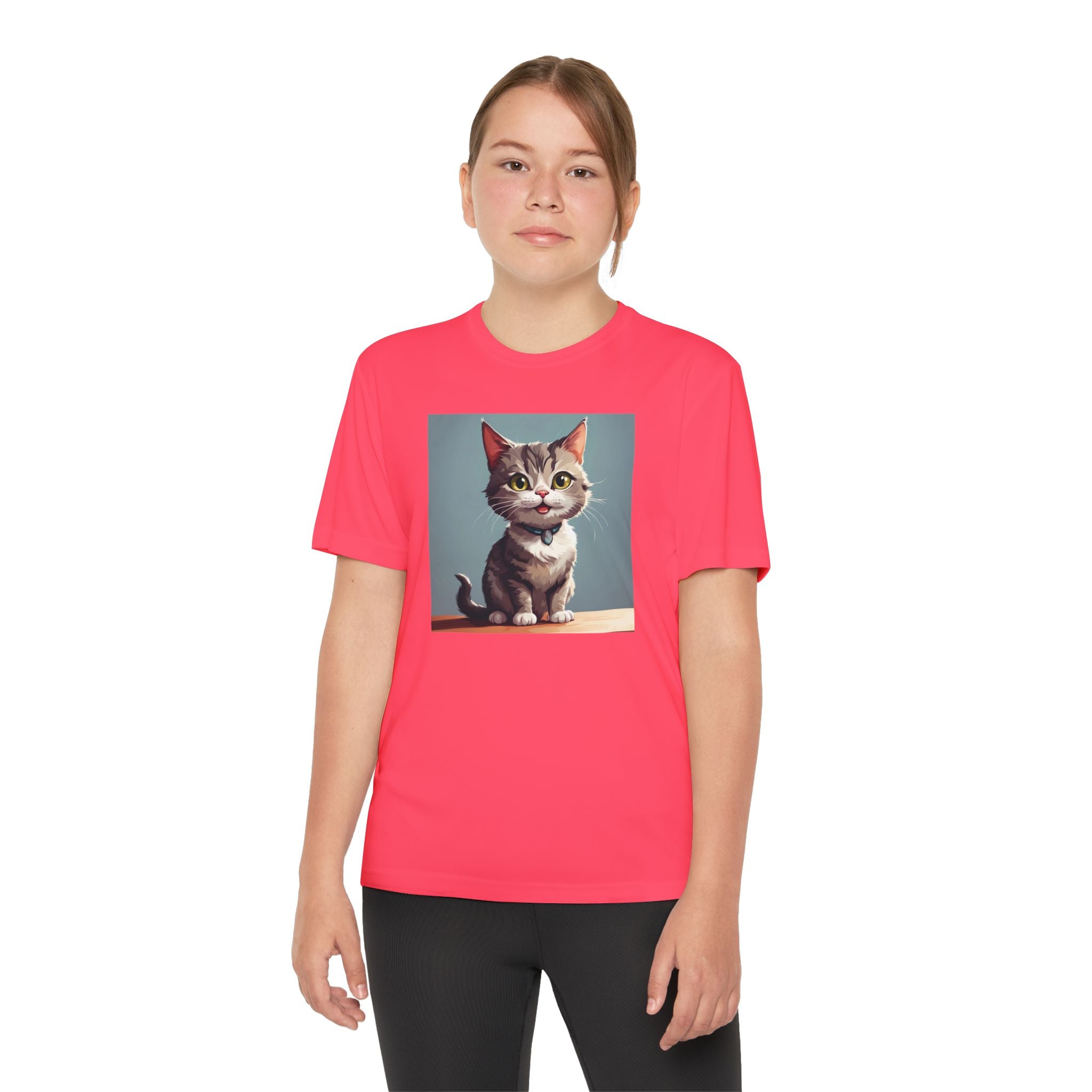 Youth Tee, Cute Kitten Graphic Shirt for Kids, Cat Lover Gift, Animal Theme Top, Children's Clothing, Feline Print Apparel