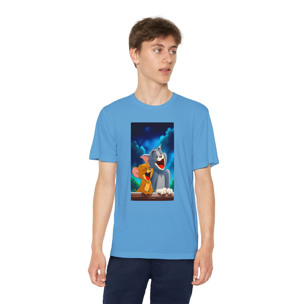Youth Competitor Tee with Tom And Jerry design, Cartoon Graphic Kid's T-Shirt, Kids Tee, Children's Clothing, Funny Tee for Boys and Girls