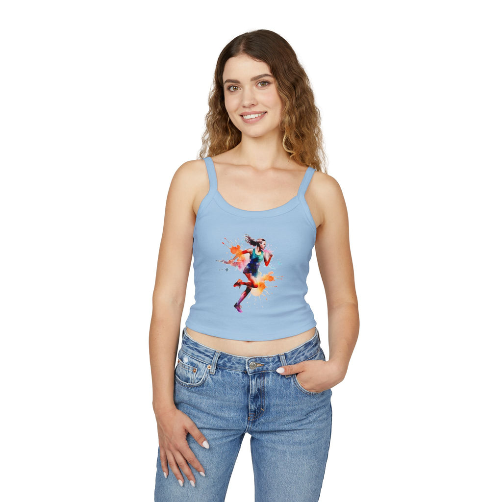 Running Woman Tank Top, Athletic Workout Top, Fitness Sleeveless Shirt, Jogging Muscle Tee, Exercise Gym Cami