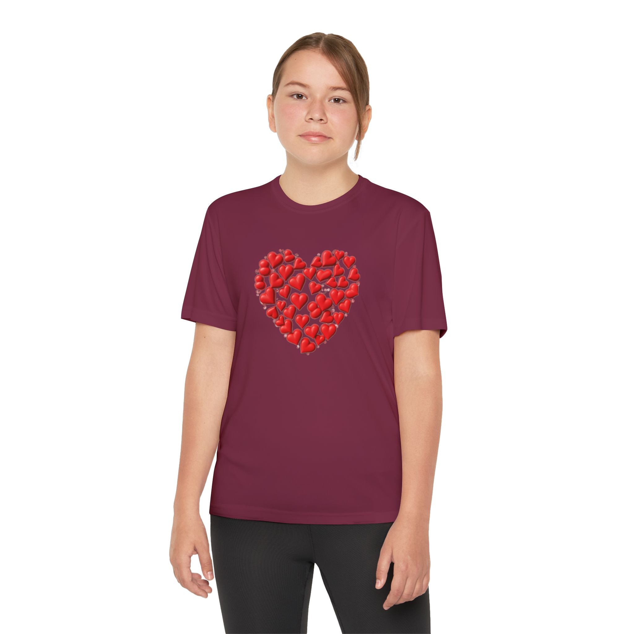 Heart Youth T-Shirt Sports Graphic Tee, Cool Athletic Shirt for Kids, Perfect for Sports Events, Team Spirit