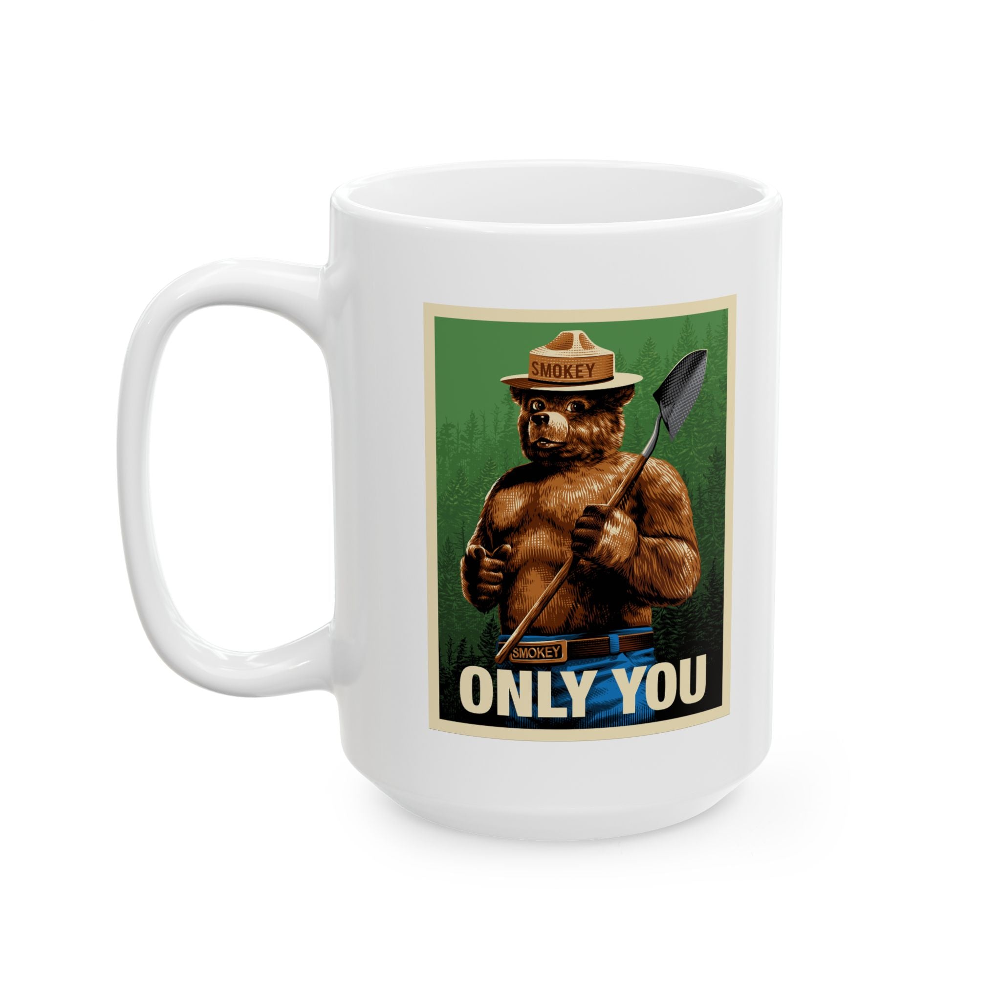 Smokey Bear Firefighter Coffee Mug, Tea Cup, Gift for First Responders, Campfire Enthusiasts, Firefighters Appreciation, Firefighting, Fire