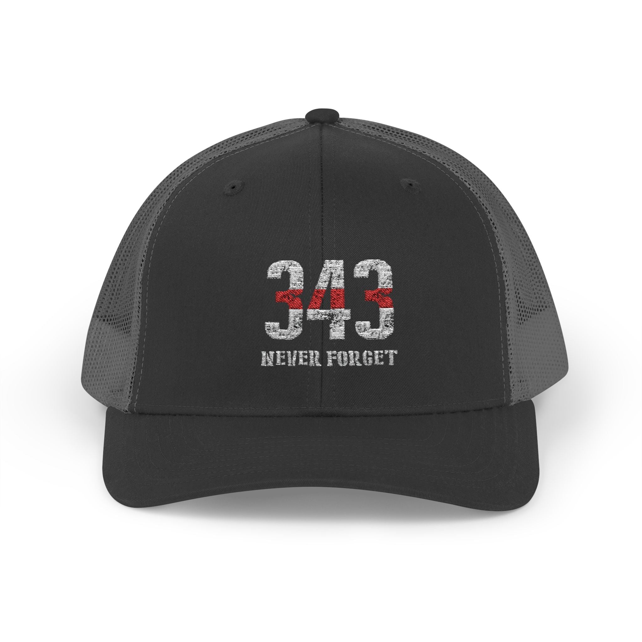 343 Firearms Snapback Trucker Cap with Thin Red Line Design, Ideal for First Responders, Supportive Gifts, Memorials, Everyday Wear