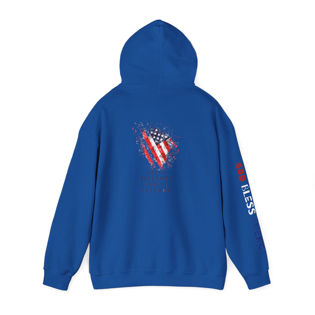 Faith Family Firearms Freedom Hooded Sweatshirt with Faith, Family, Firearms & Freedom Design - Unisex Cozy Wear for Celebrations