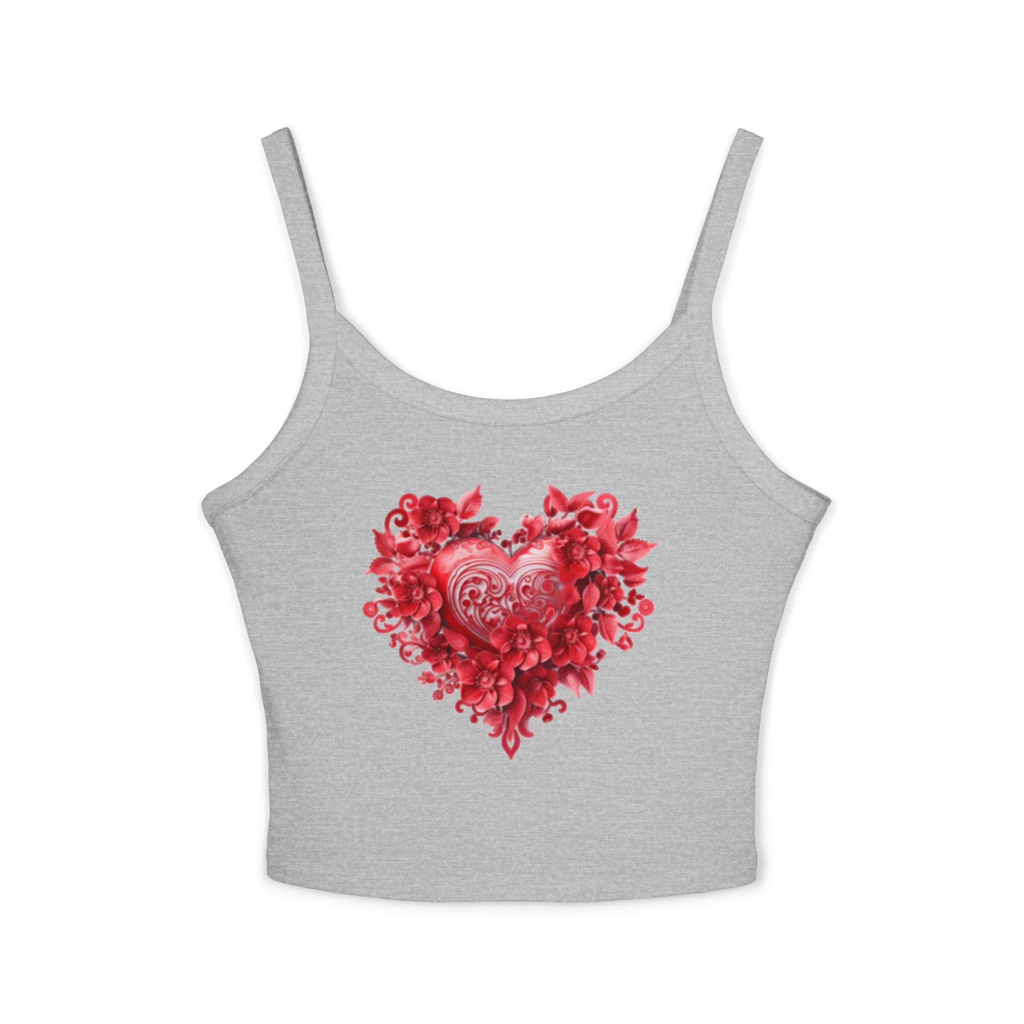 Heart Tank Top, Love Cami, Valentine's Day Shirt, Romantic Sleeveless Tee, Women's Summer Blouse, Cute Spaghetti Strap Tank
