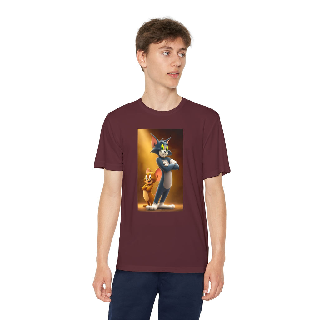 Youth Competitor Tee with Tom And Jerry design, Cartoon Graphic Kid's T-Shirt, Kids Tee, Children's Clothing, Funny Tee for Boys and Girls