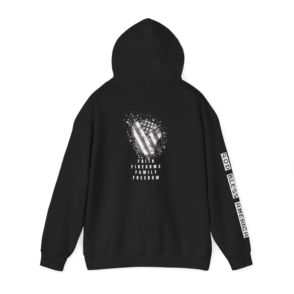 Faith Family Firearms Freedom Hooded Sweatshirt with Faith, Family, Firearms & Freedom Design - Unisex Cozy Wear for Celebrations