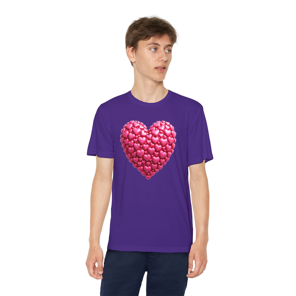 Heart Youth T-Shirt Sports Graphic Tee, Cool Athletic Shirt for Kids, Perfect for Sports Events, Team Spirit