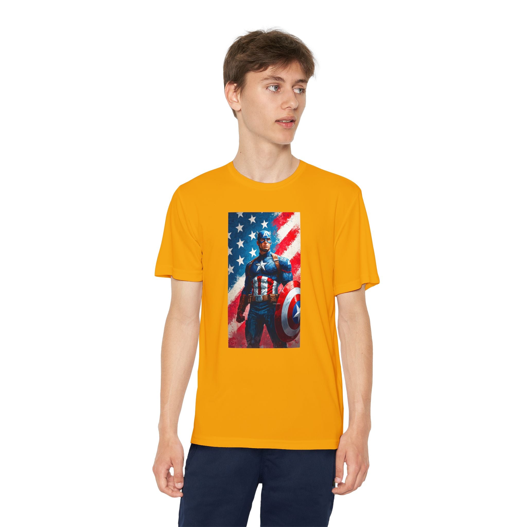 Captain America Superhero Marvel Patriotic, Kids Graphic T-Shirt, Boys Hero Top, Girls Comic Book Clothing, Birthday