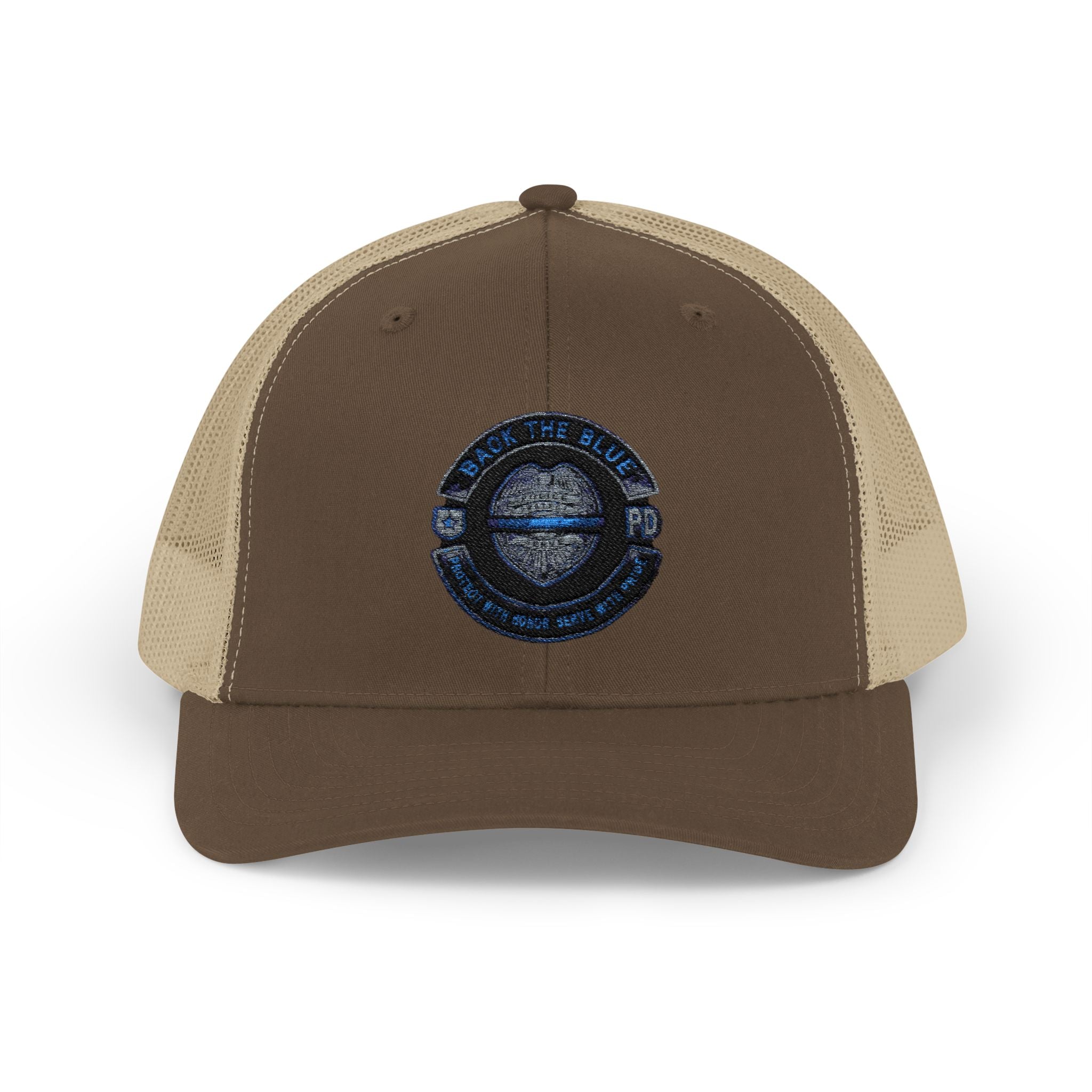 Back The Blue Snapback Trucker Cap with Thin Red Line Design, Ideal for First Responders, Supportive Gifts, Memorials, Everyday Wear