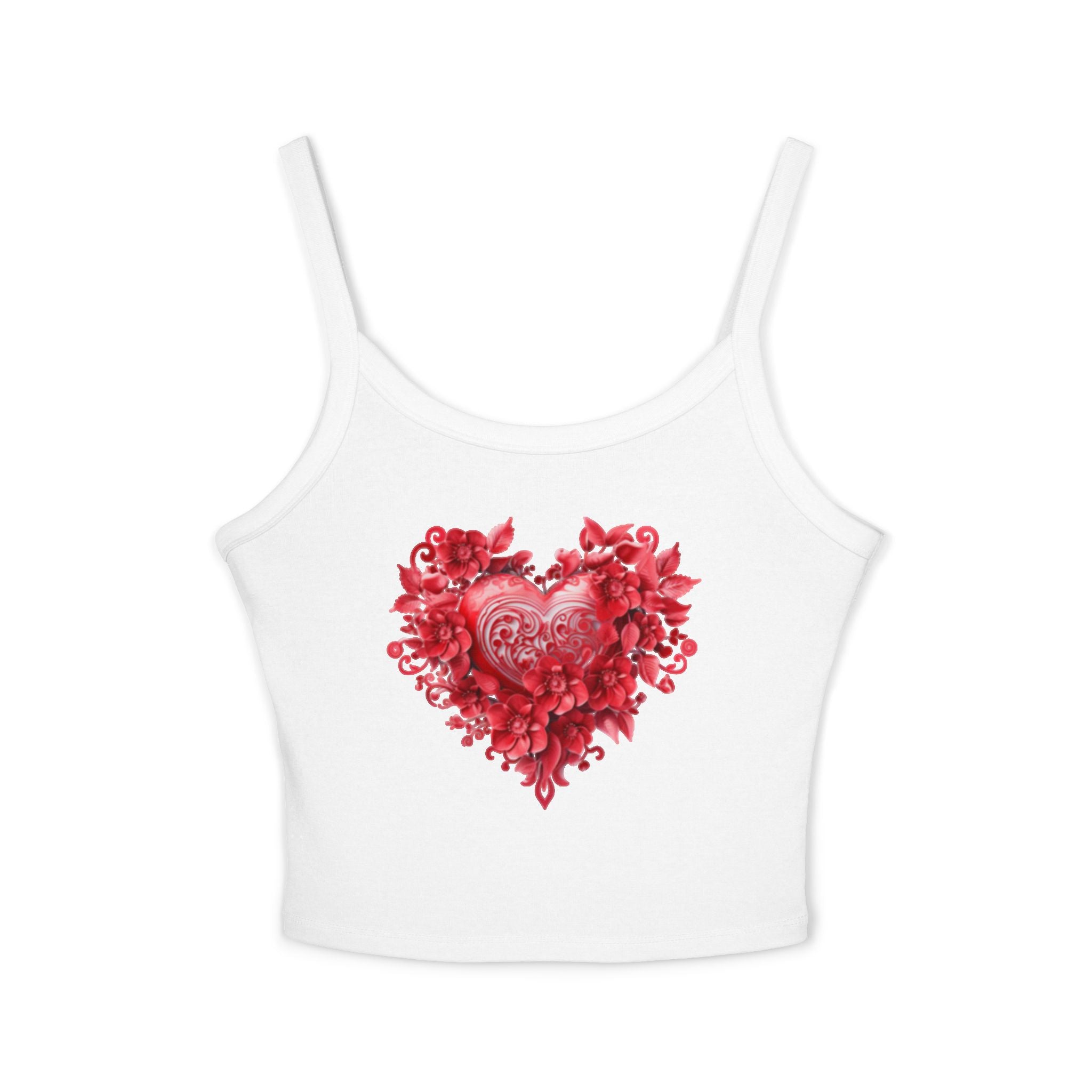 Heart Tank Top, Love Cami, Valentine's Day Shirt, Romantic Sleeveless Tee, Women's Summer Blouse, Cute Spaghetti Strap Tank