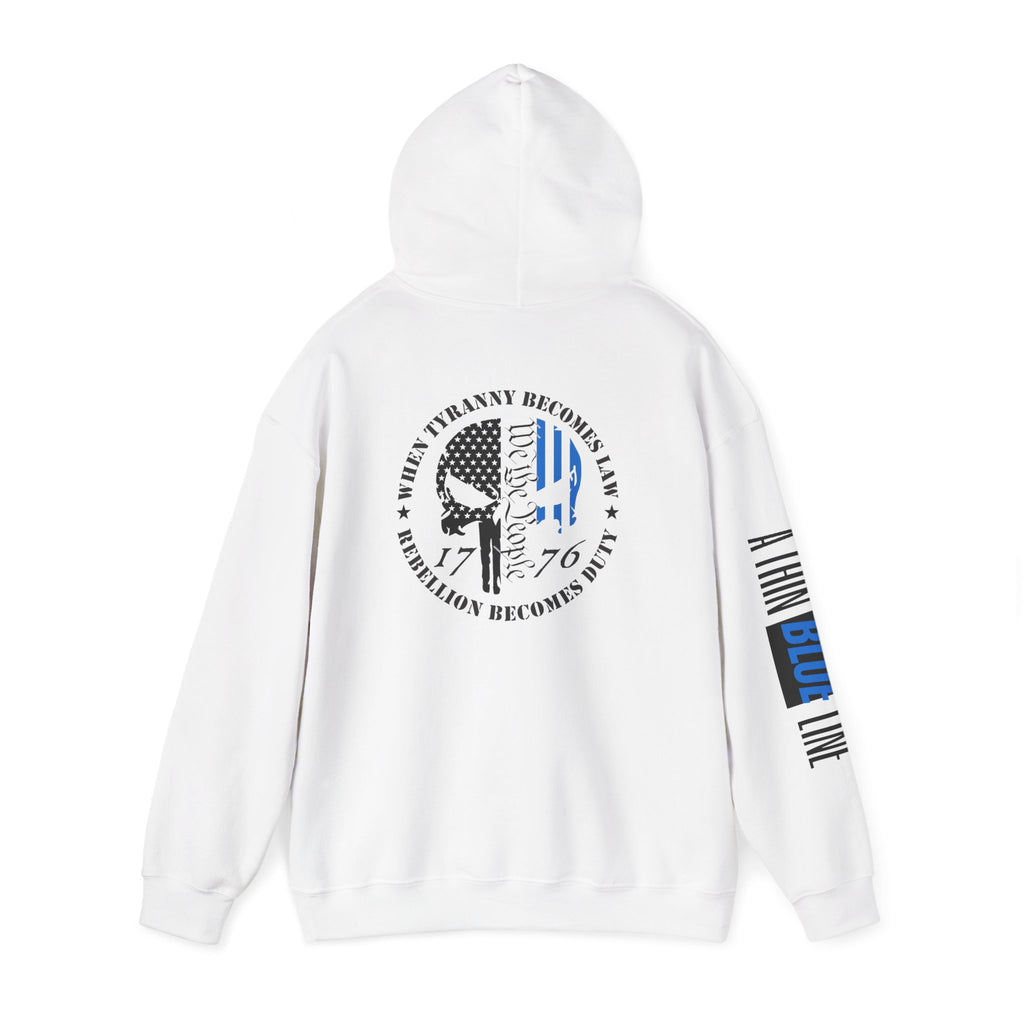 Thin Blue Line Law Enforcement Patriotic Hoodie, Police Support Sweatshirt, Law Enforcement Gift, Patriotic Hooded Pullover, USA Flag