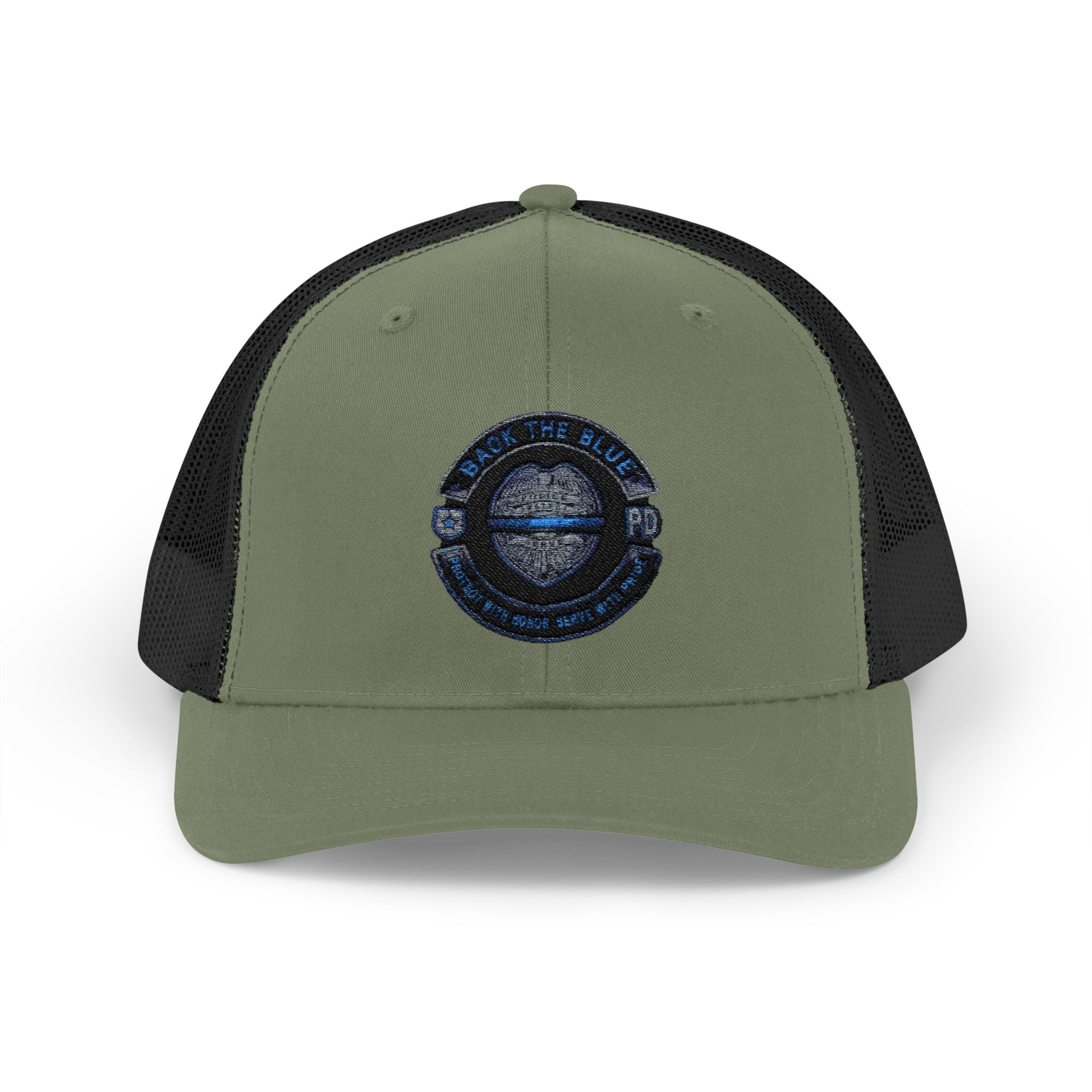 Back The Blue Snapback Trucker Cap with Thin Red Line Design, Ideal for First Responders, Supportive Gifts, Memorials, Everyday Wear