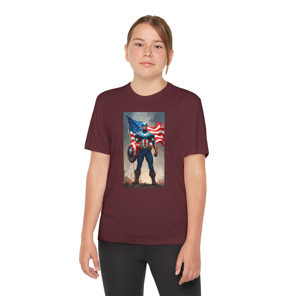 Captain America Superhero Marvel Patriotic, Kids Graphic T-Shirt, Boys Hero Top, Girls Comic Book Clothing, Birthday