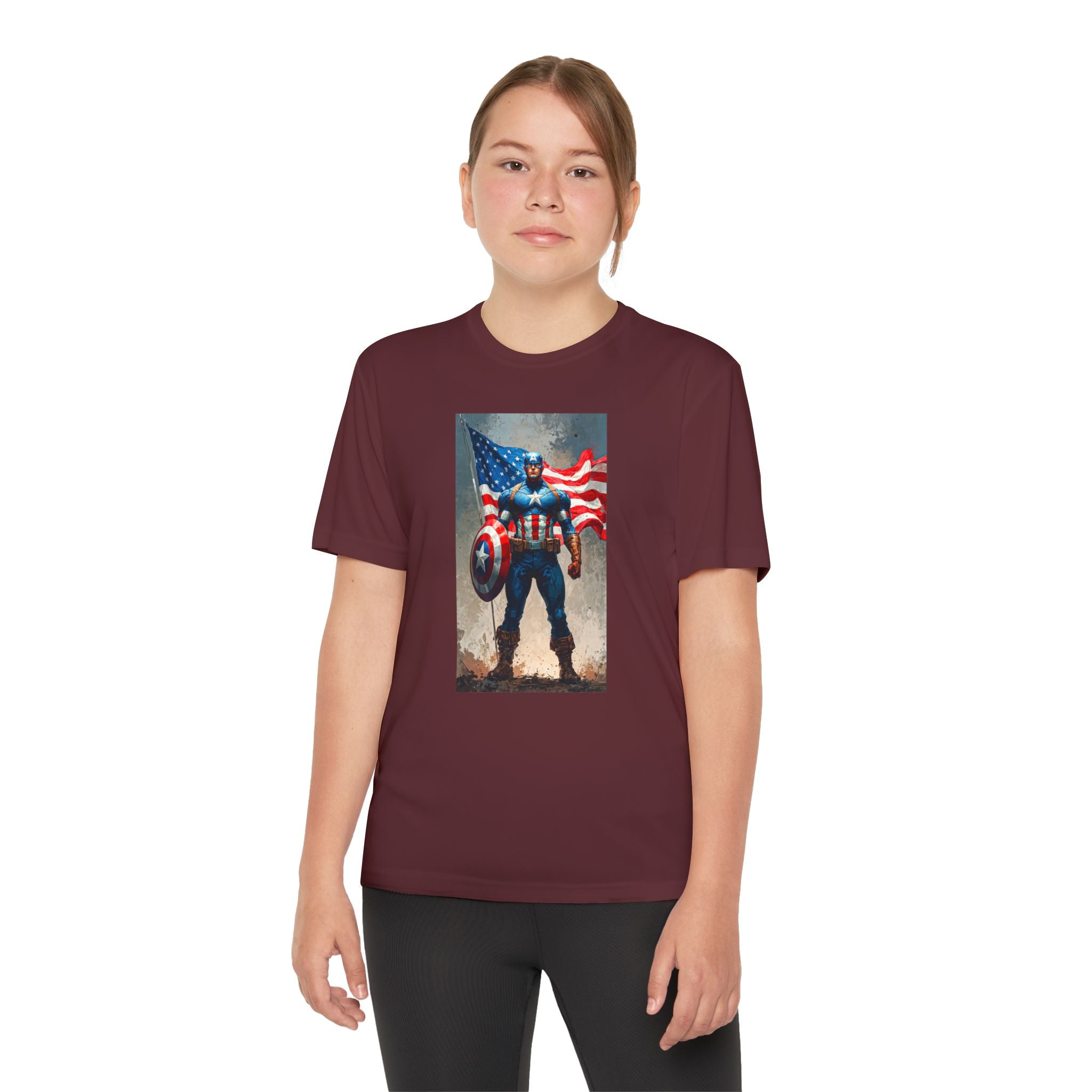 Captain America Superhero Marvel Patriotic, Kids Graphic T-Shirt, Boys Hero Top, Girls Comic Book Clothing, Birthday