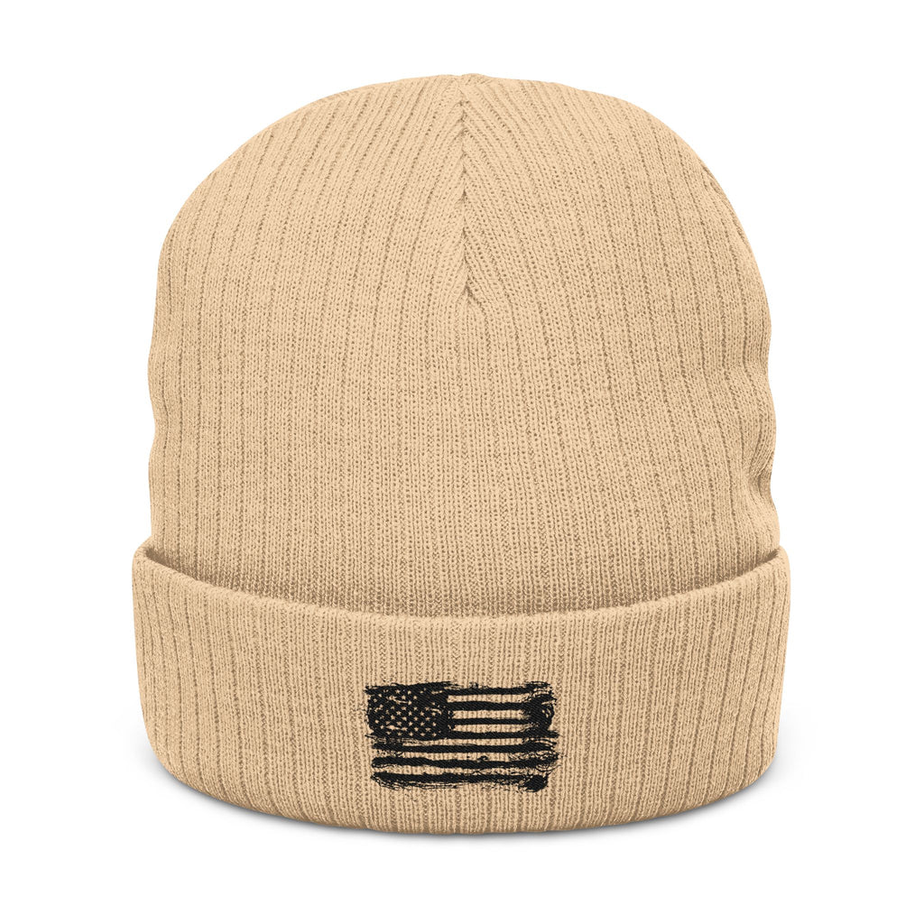Stylish Embroidered Beanie with  Patriotic Flag Design | Winter Hat, Cozy Headwear, Gifts for Him, Outdoor Apparel, Fashionable Knitwear