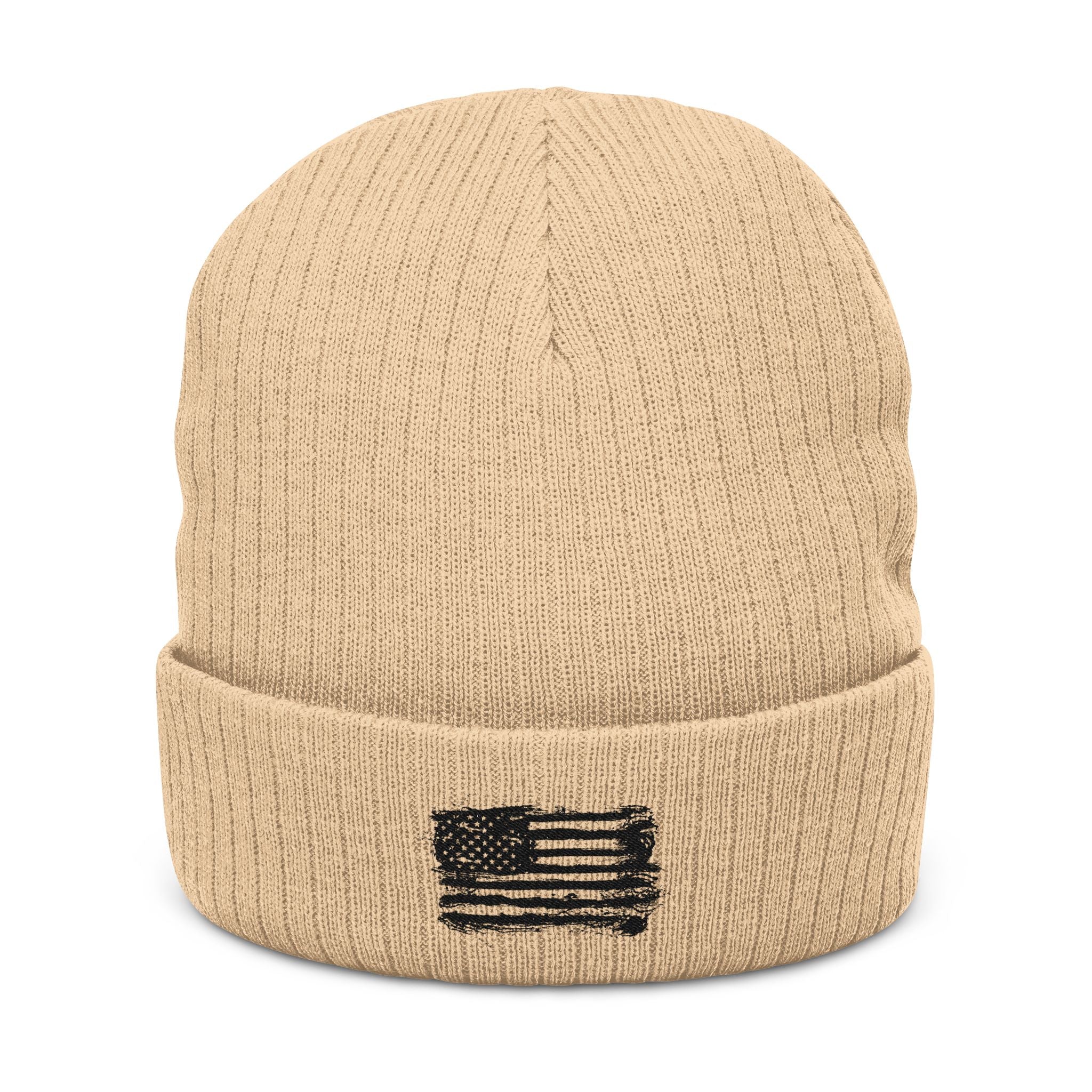 Stylish Embroidered Beanie with  Patriotic Flag Design | Winter Hat, Cozy Headwear, Gifts for Him, Outdoor Apparel, Fashionable Knitwear
