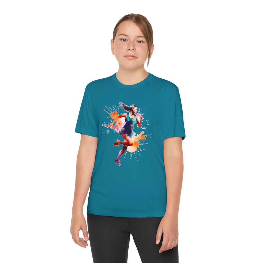 Running Youth T-Shirt Sports Graphic Tee, Cool Athletic Shirt for Kids, Perfect for Sports Events, Team Spirit