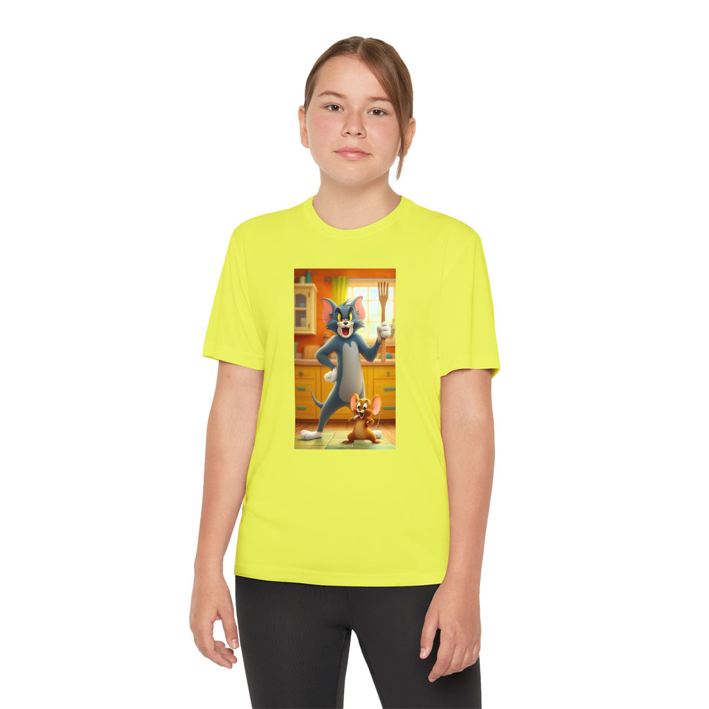 Youth Competitor Tee with Tom And Jerry design, Cartoon Graphic Kid's T-Shirt, Kids Tee, Children's Clothing, Funny Tee for Boys and Girls