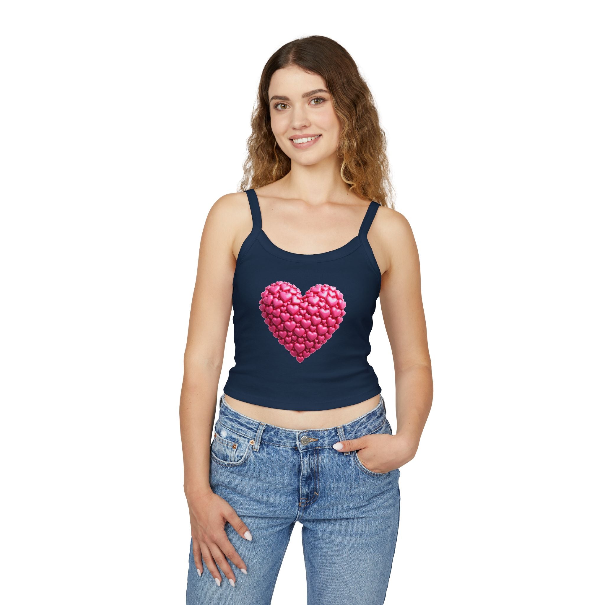 Heart Tank Top, Love Cami, Valentine's Day Shirt, Romantic Sleeveless Tee, Women's Summer Blouse, Cute Spaghetti Strap Tank