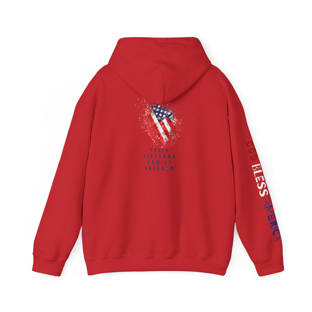 Faith Family Firearms Freedom Hooded Sweatshirt with Faith, Family, Firearms & Freedom Design - Unisex Cozy Wear for Celebrations