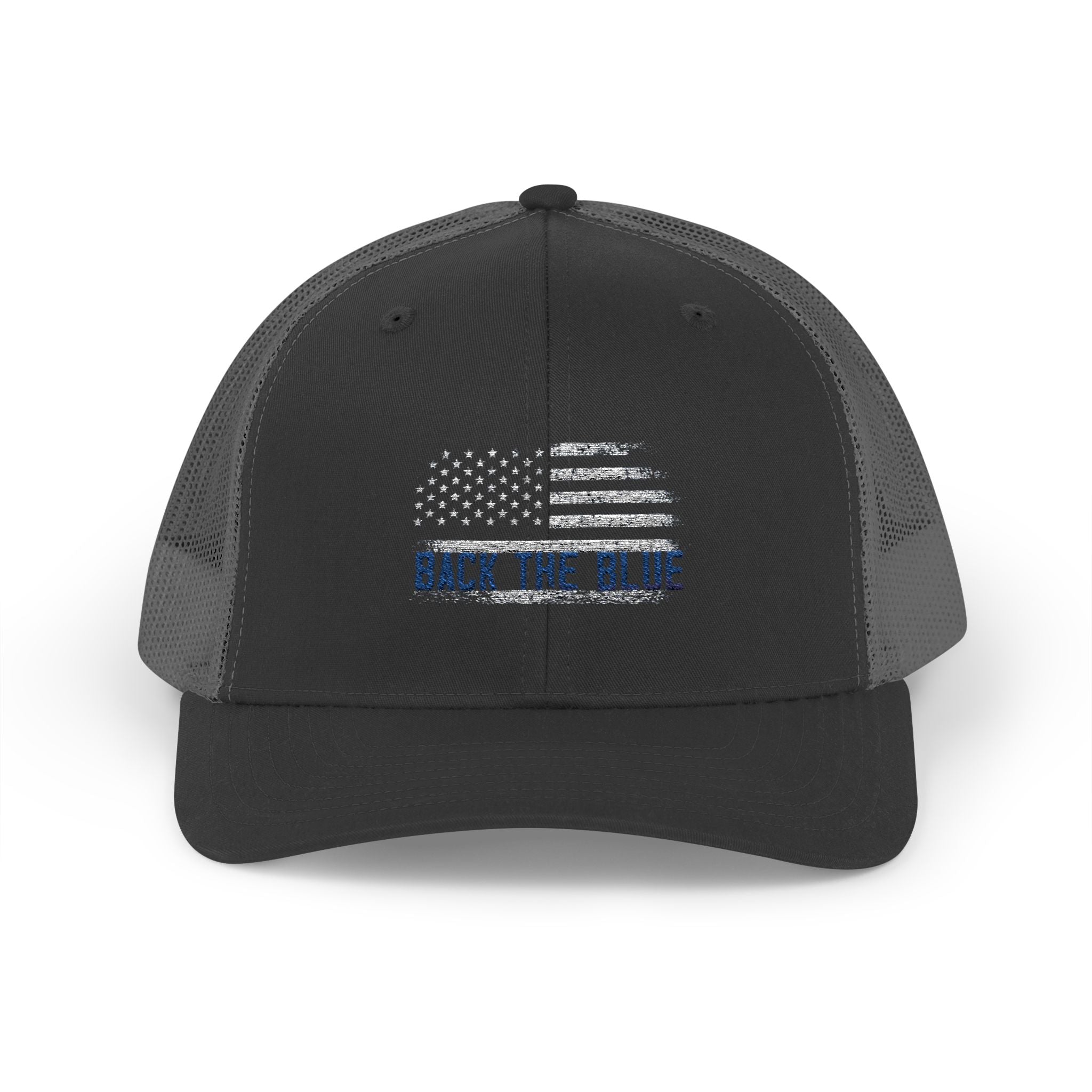 Back The Blue Snapback Trucker Cap with Thin Red Line Design, Ideal for First Responders, Supportive Gifts, Memorials, Everyday Wear