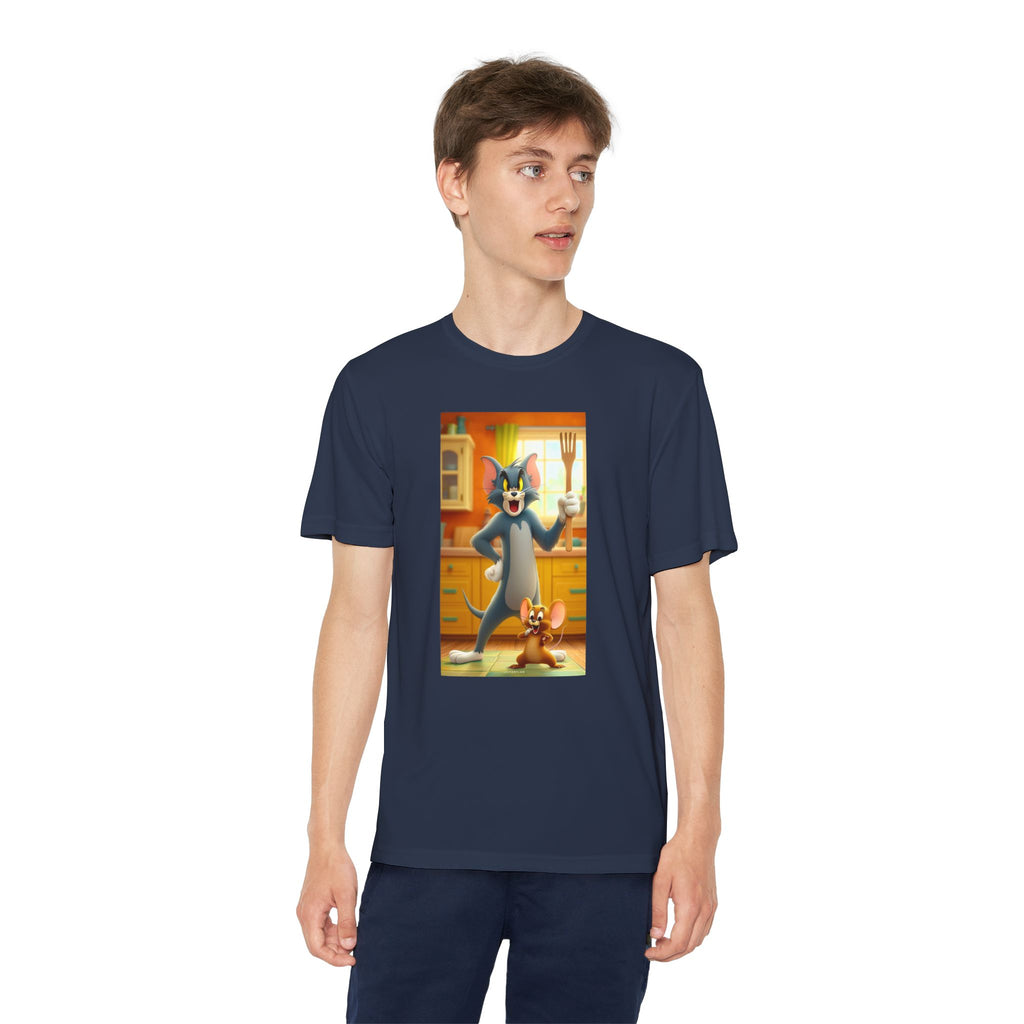 Youth Competitor Tee with Tom And Jerry design, Cartoon Graphic Kid's T-Shirt, Kids Tee, Children's Clothing, Funny Tee for Boys and Girls