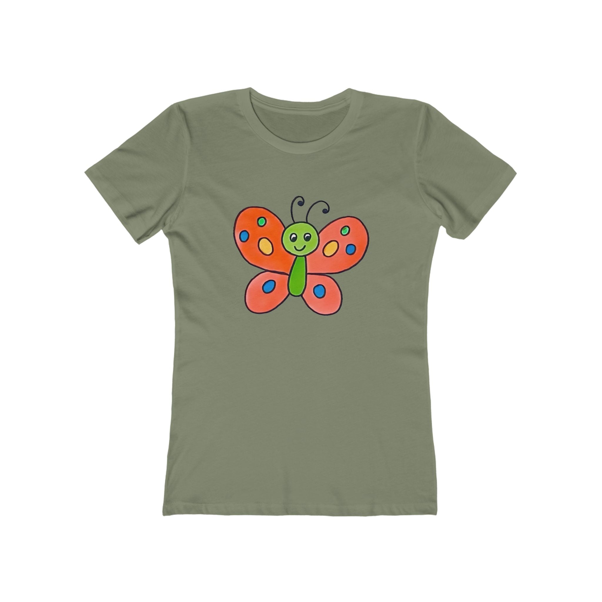 Butterffy Chic Women's Boyfriend Tee, Casual Outfits, Gift for Her, Weekend Wear, Trendy Style, Everyday Comfort