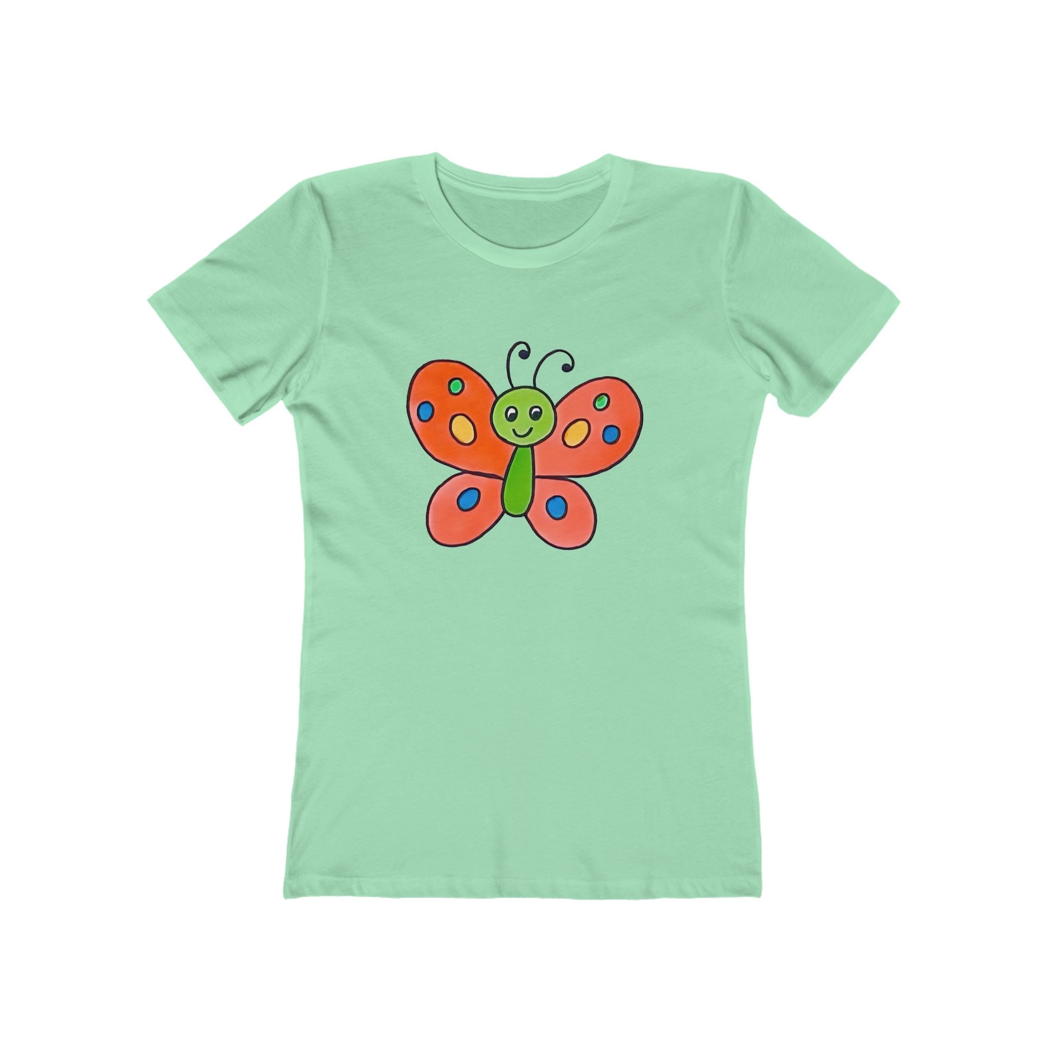 Butterffy Chic Women's Boyfriend Tee, Casual Outfits, Gift for Her, Weekend Wear, Trendy Style, Everyday Comfort