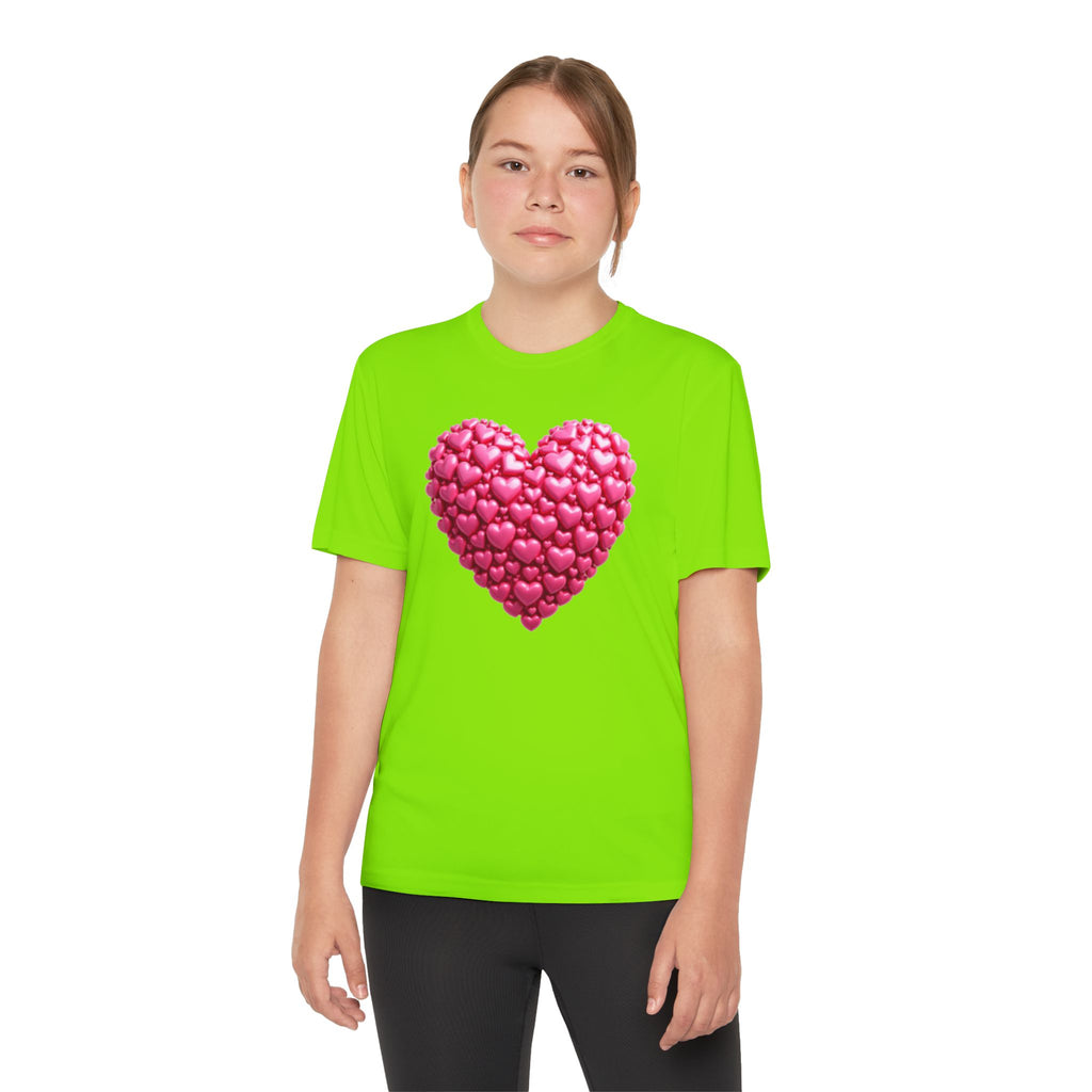 Heart Youth T-Shirt Sports Graphic Tee, Cool Athletic Shirt for Kids, Perfect for Sports Events, Team Spirit