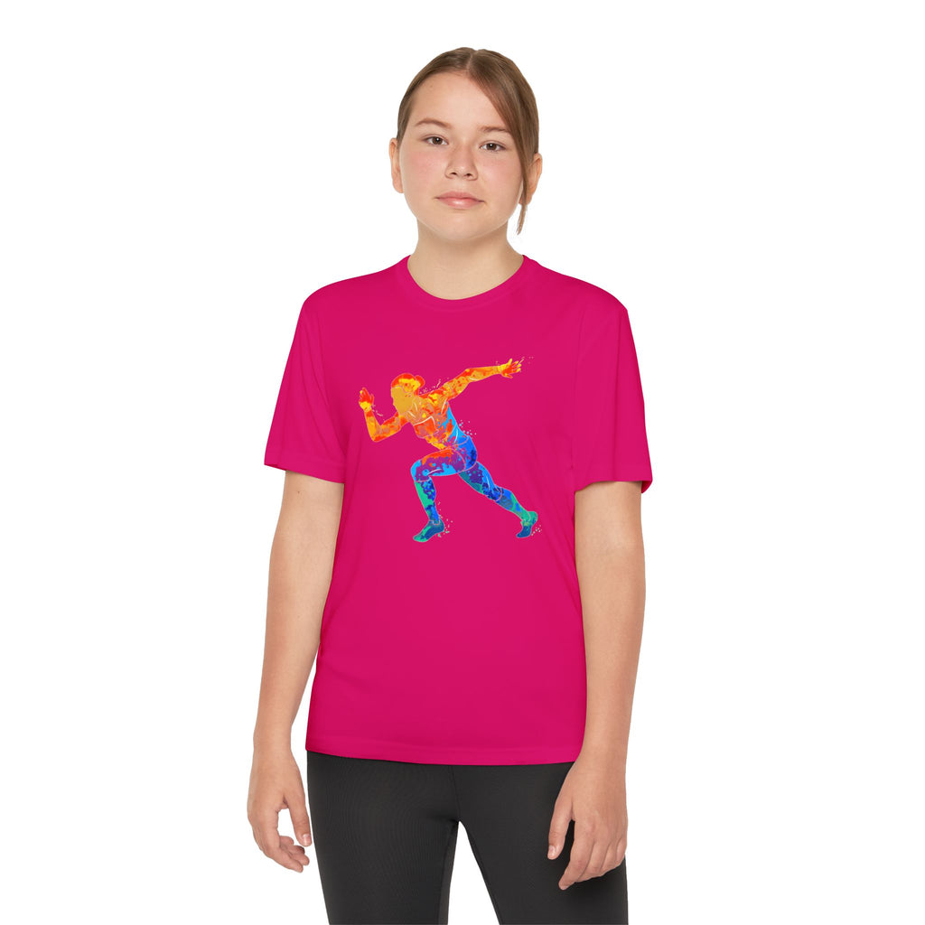 Running Youth T-Shirt Sports Graphic Tee, Cool Athletic Shirt for Kids, Perfect for Sports Events, Team Spirit