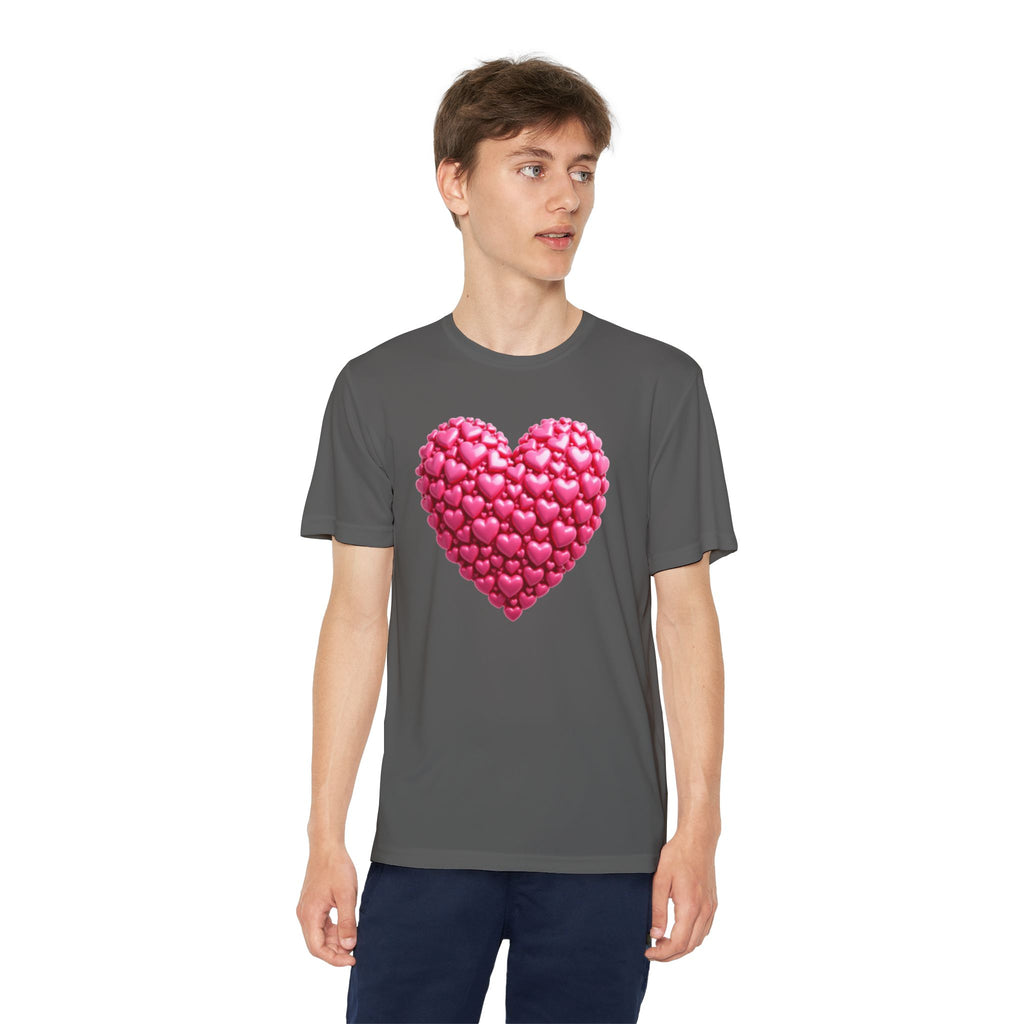 Heart Youth T-Shirt Sports Graphic Tee, Cool Athletic Shirt for Kids, Perfect for Sports Events, Team Spirit