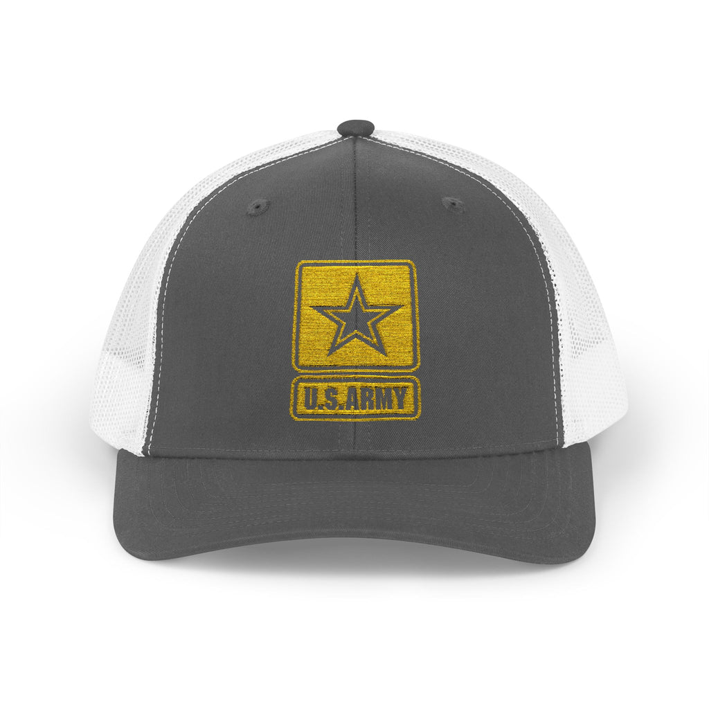 US Army Snapback Trucker Cap with Thin Red Line Design, Ideal for First Responders, Supportive Gifts, Memorials, Everyday Wear