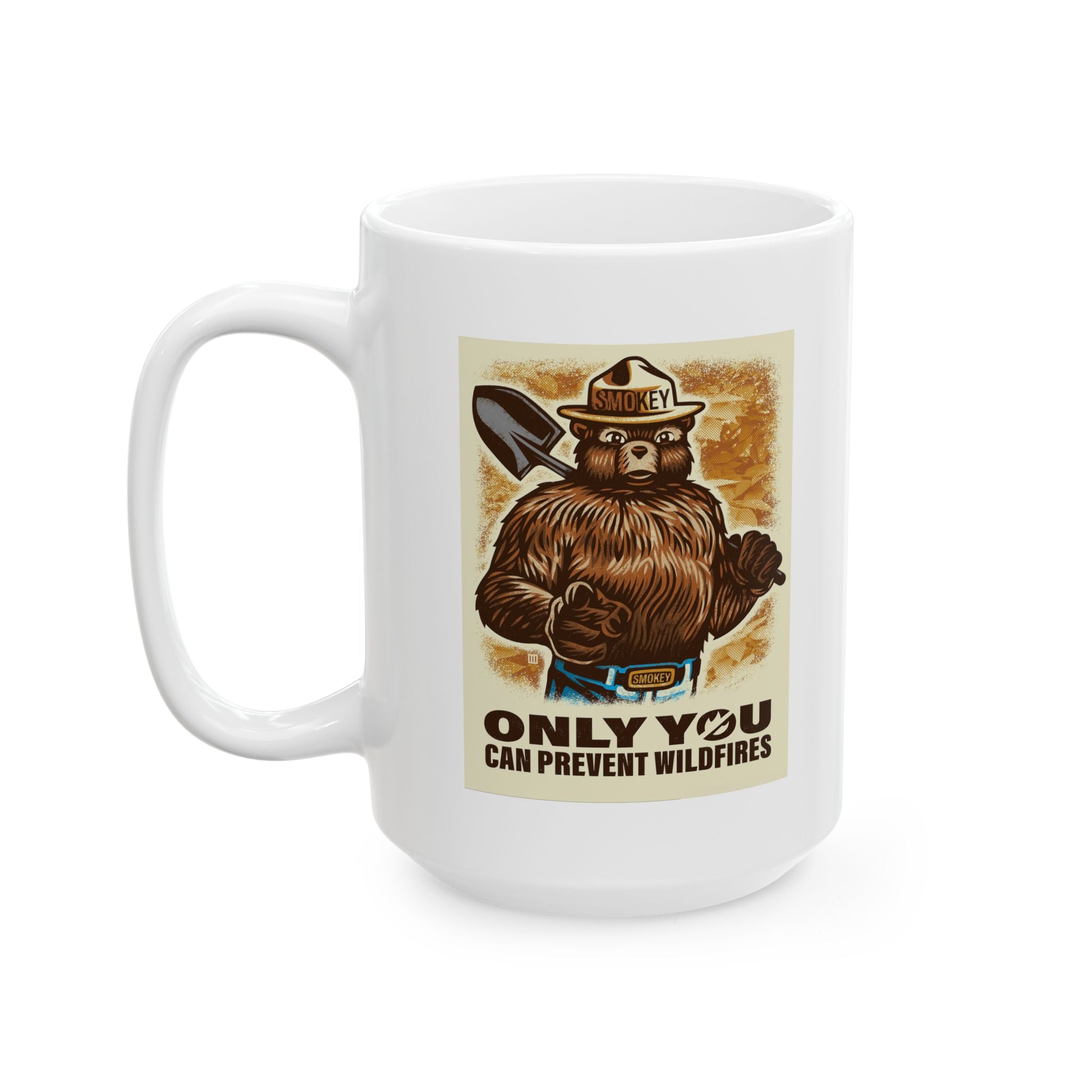 Smokey Bear Firefighter Coffee Mug, Tea Cup, Gift for First Responders, Campfire Enthusiasts, Firefighters Appreciation, Firefighting, Fire