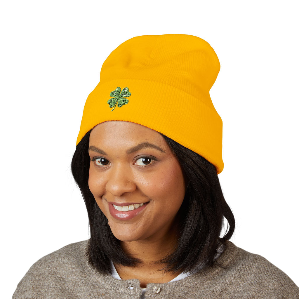 St. Patrick's Day 4-Leaf Clover Embroidered Beanie