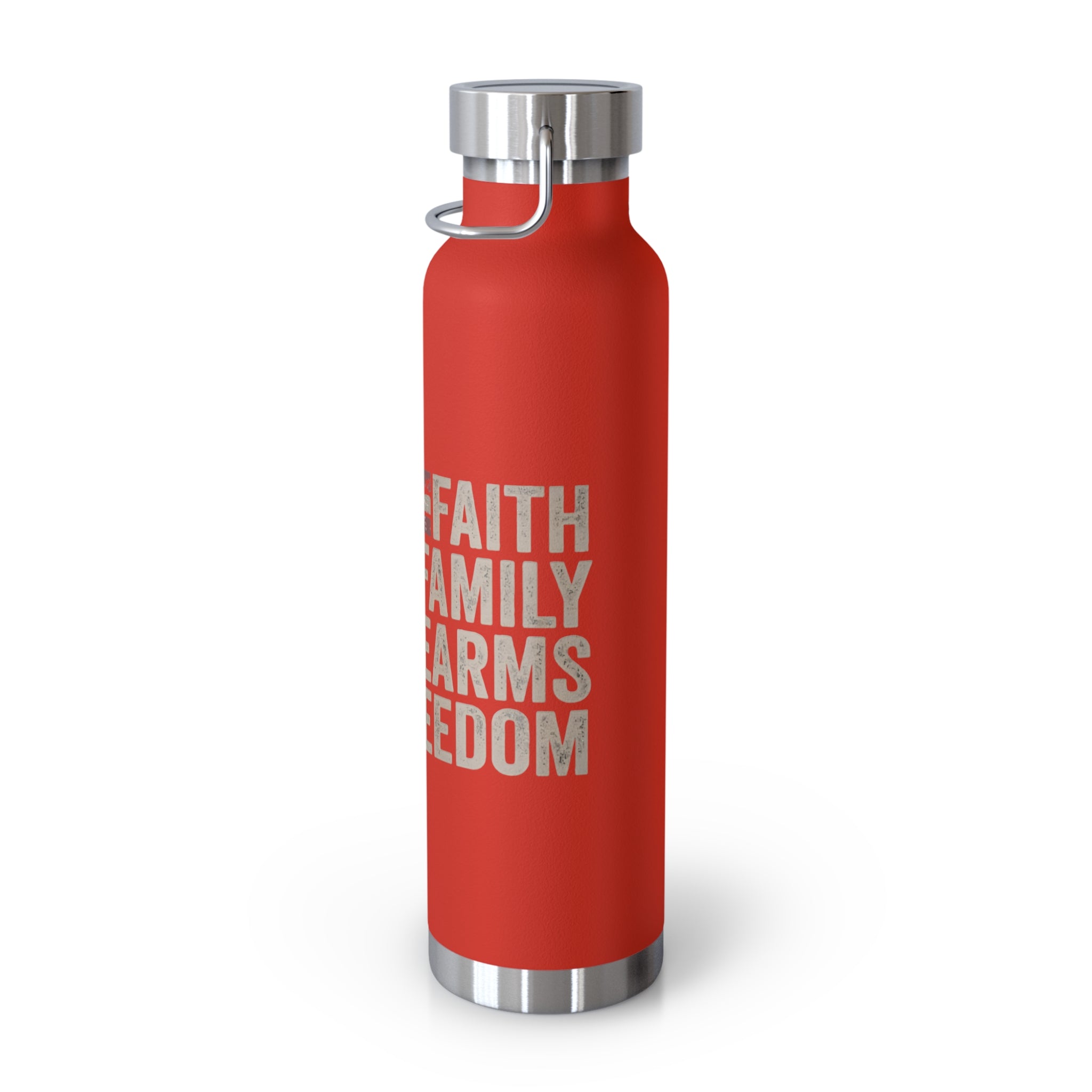 Faith Family Firearms Freedom Flag Patriotic Copper Insulated Water Bottle