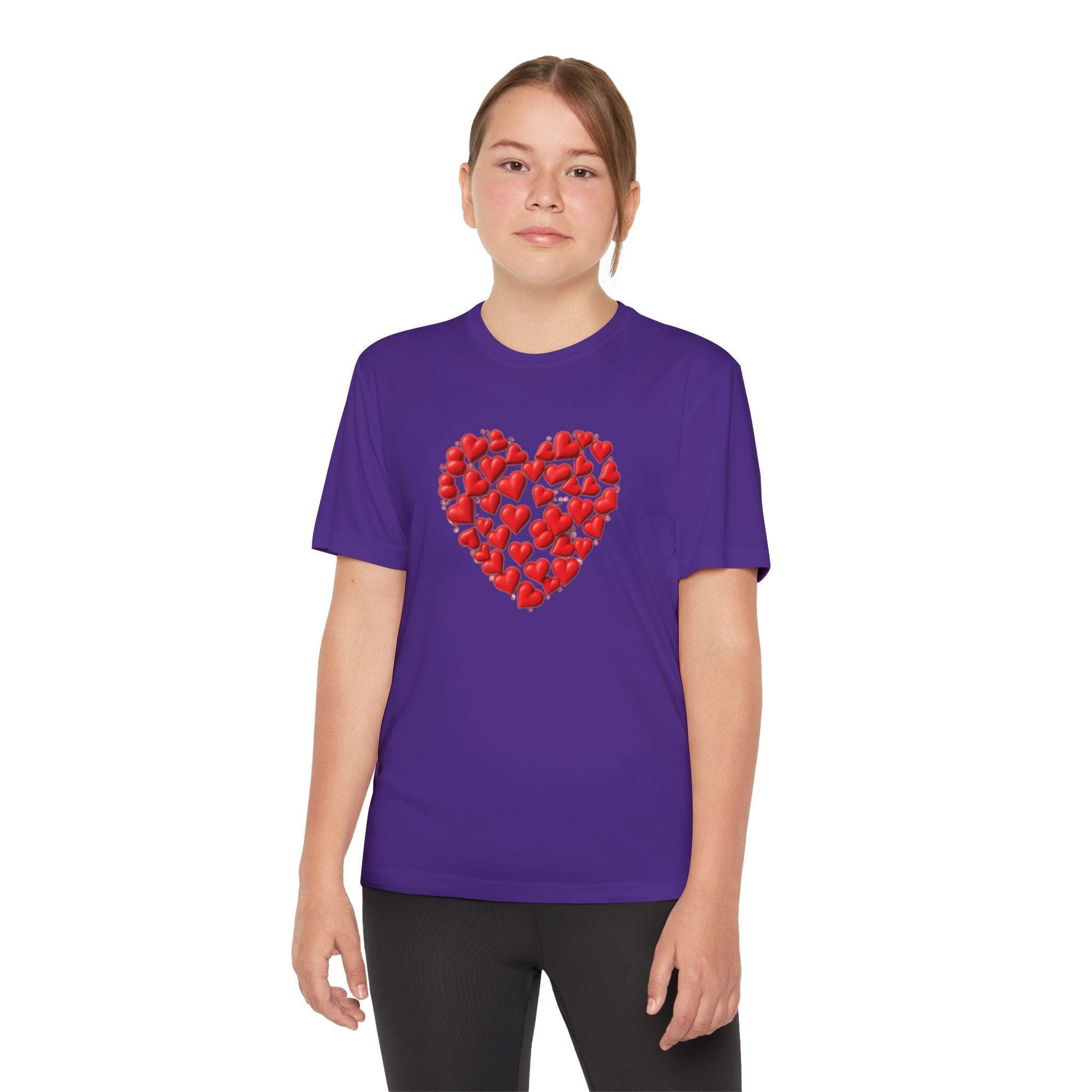 Heart Youth T-Shirt Sports Graphic Tee, Cool Athletic Shirt for Kids, Perfect for Sports Events, Team Spirit
