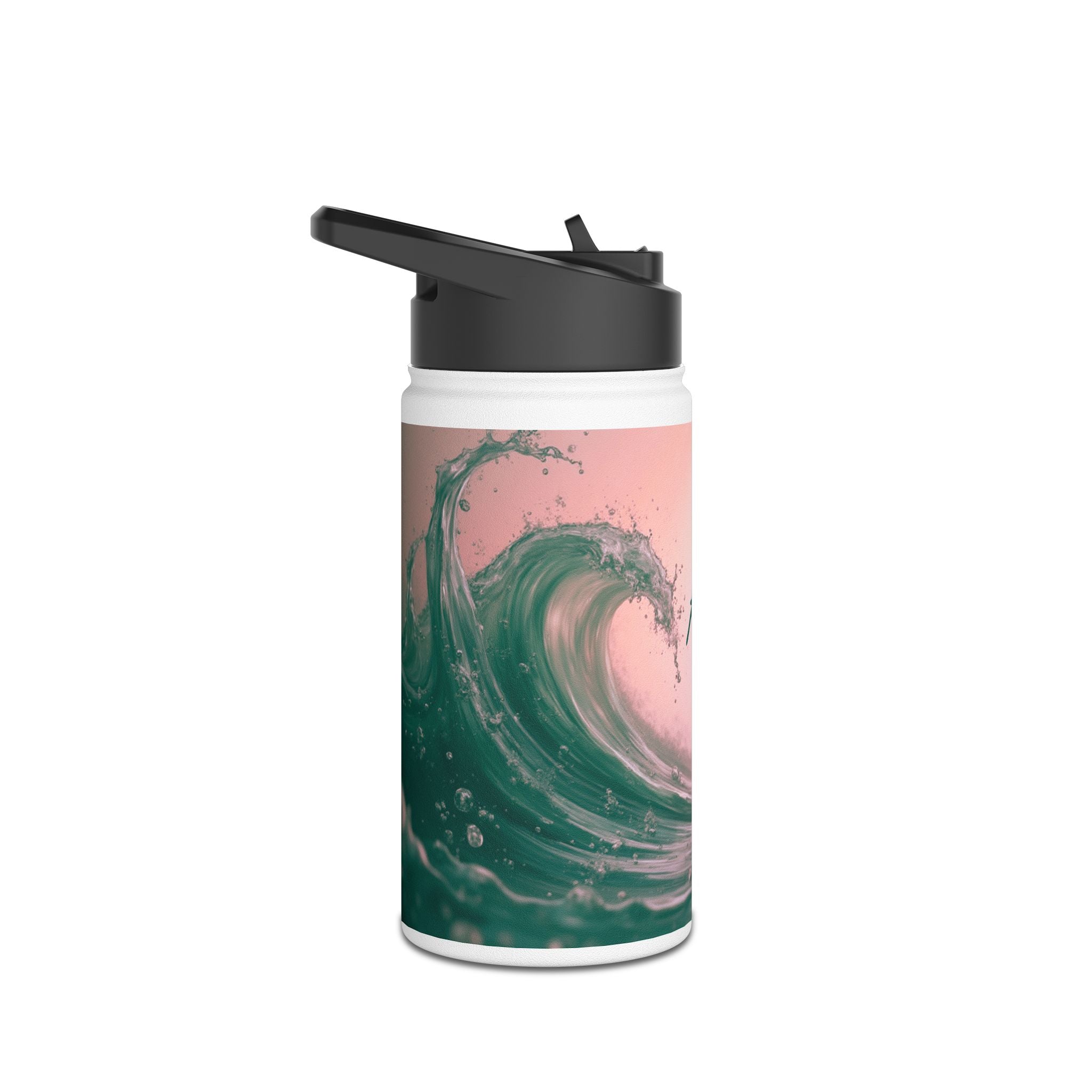 Aqua Wave Stainless Steel Water Bottle, Hydration Gift, Outdoor Adventure, Beach Vibes, Eco-Friendly, Travel Companion