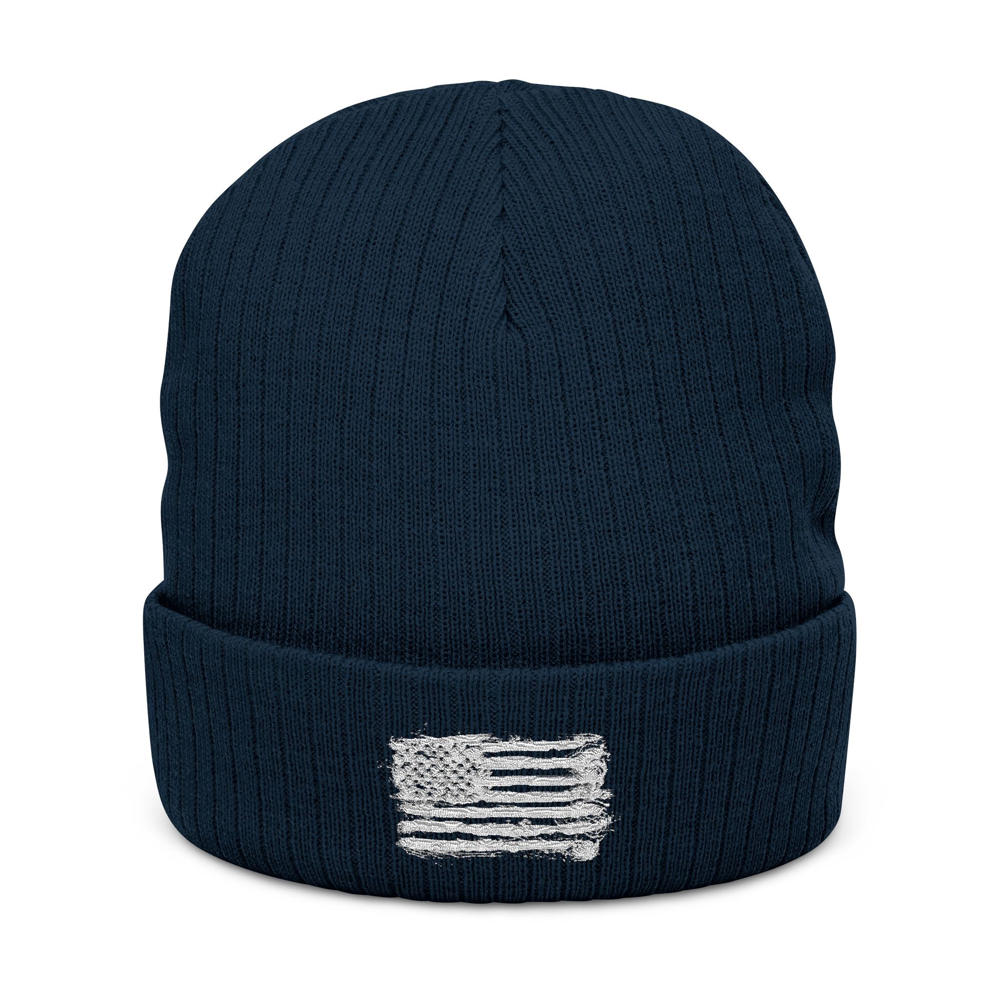 Stylish Embroidered Beanie with Patriotic Flag Design | Winter Hat, Cozy Headwear, Gifts for Him, Outdoor Apparel, Fashionable Knitwear